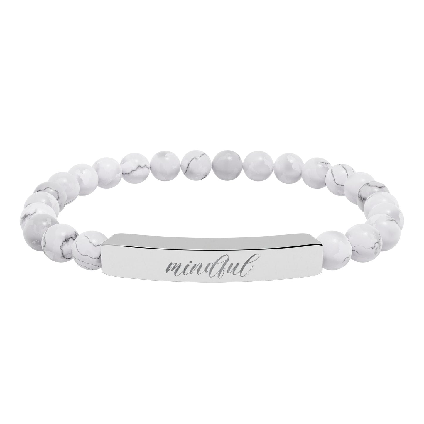 Mindful Natural Stone Engraved Bar Bracelet Printify