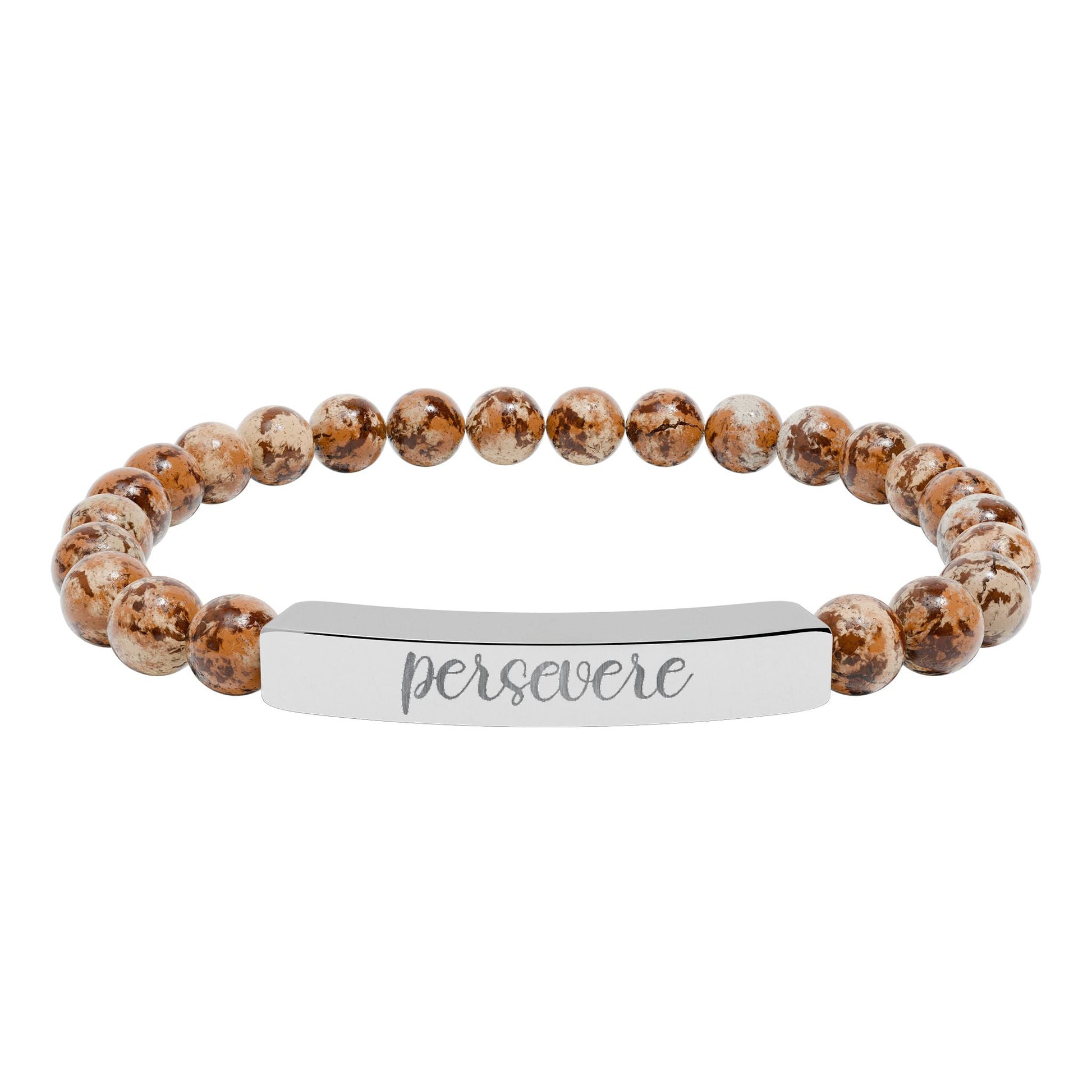 Persevere Natural Stone Engraved Bar Bracelet Printify