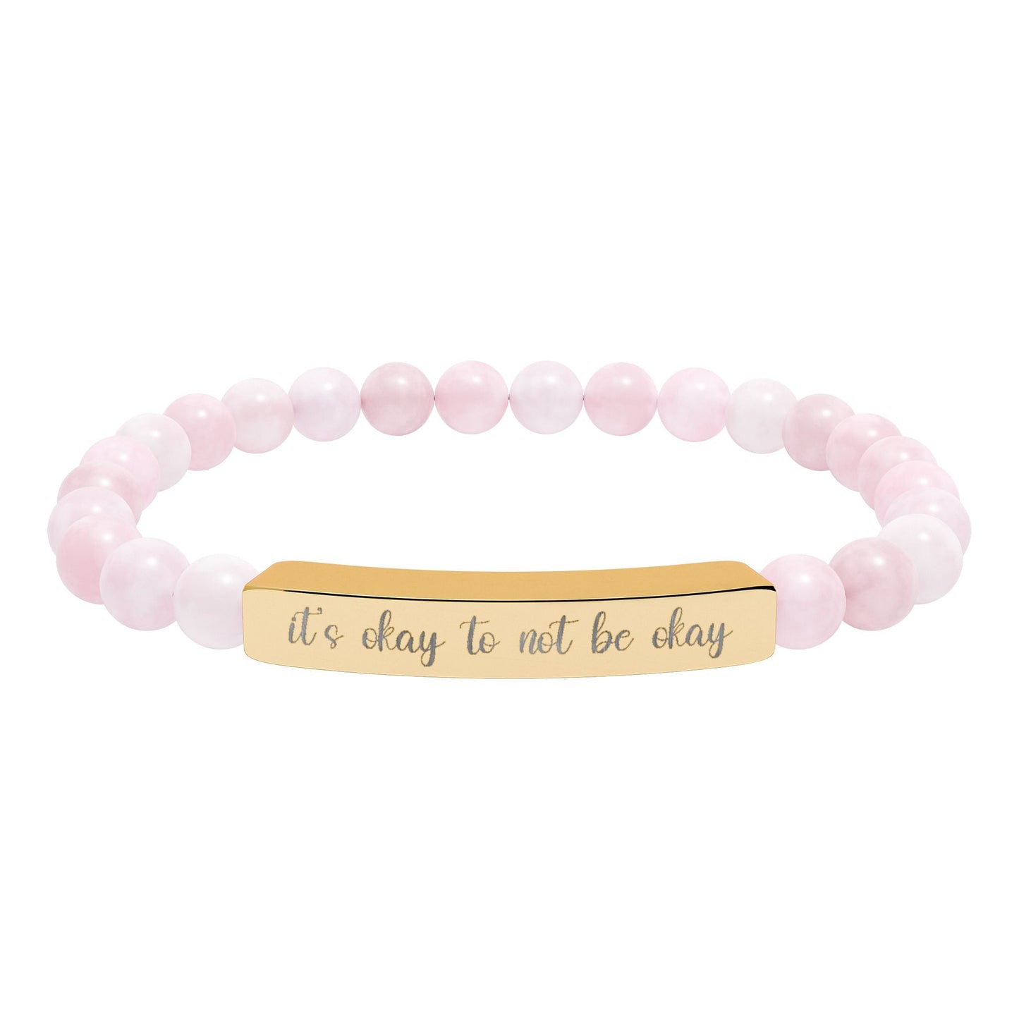 It’s Okay to Not Be Okay Natural Stone Engraved Bar Bracelet Printify