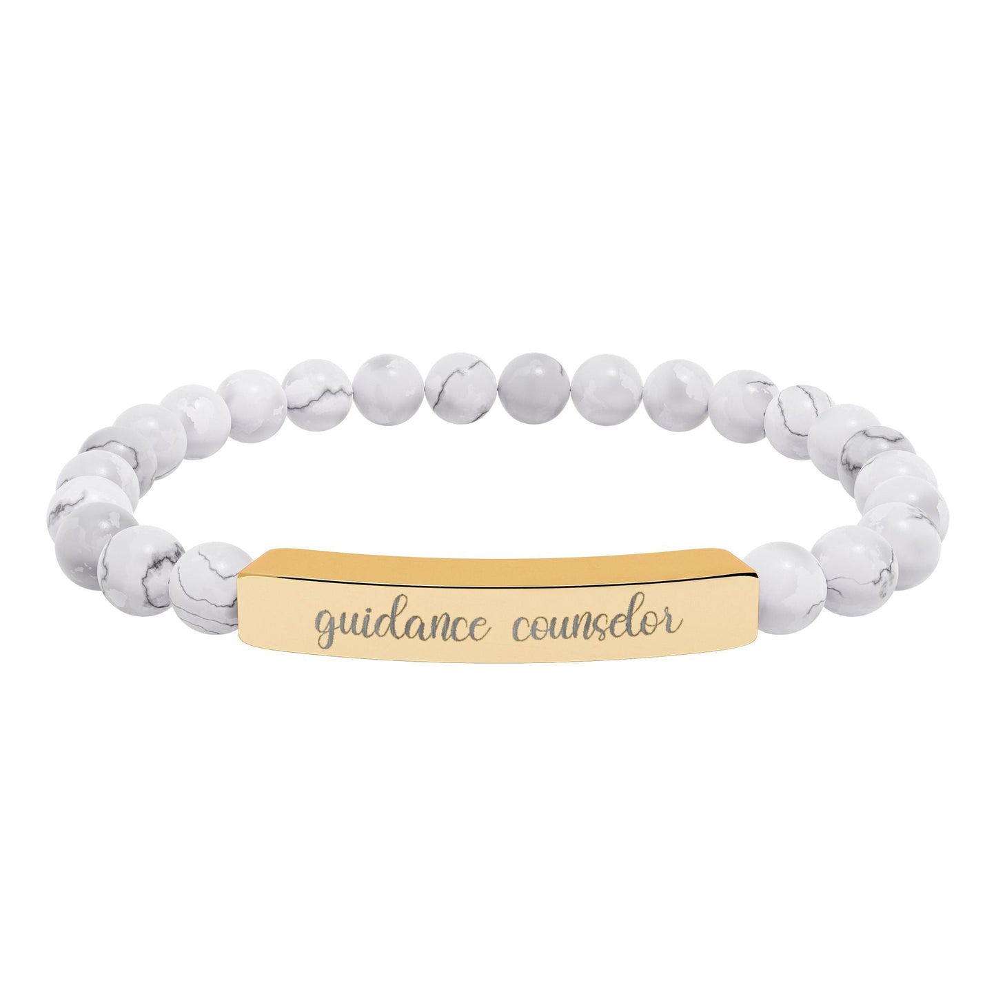 Guidance Counselor Natural Stone Engraved Bar Bracelet Printify
