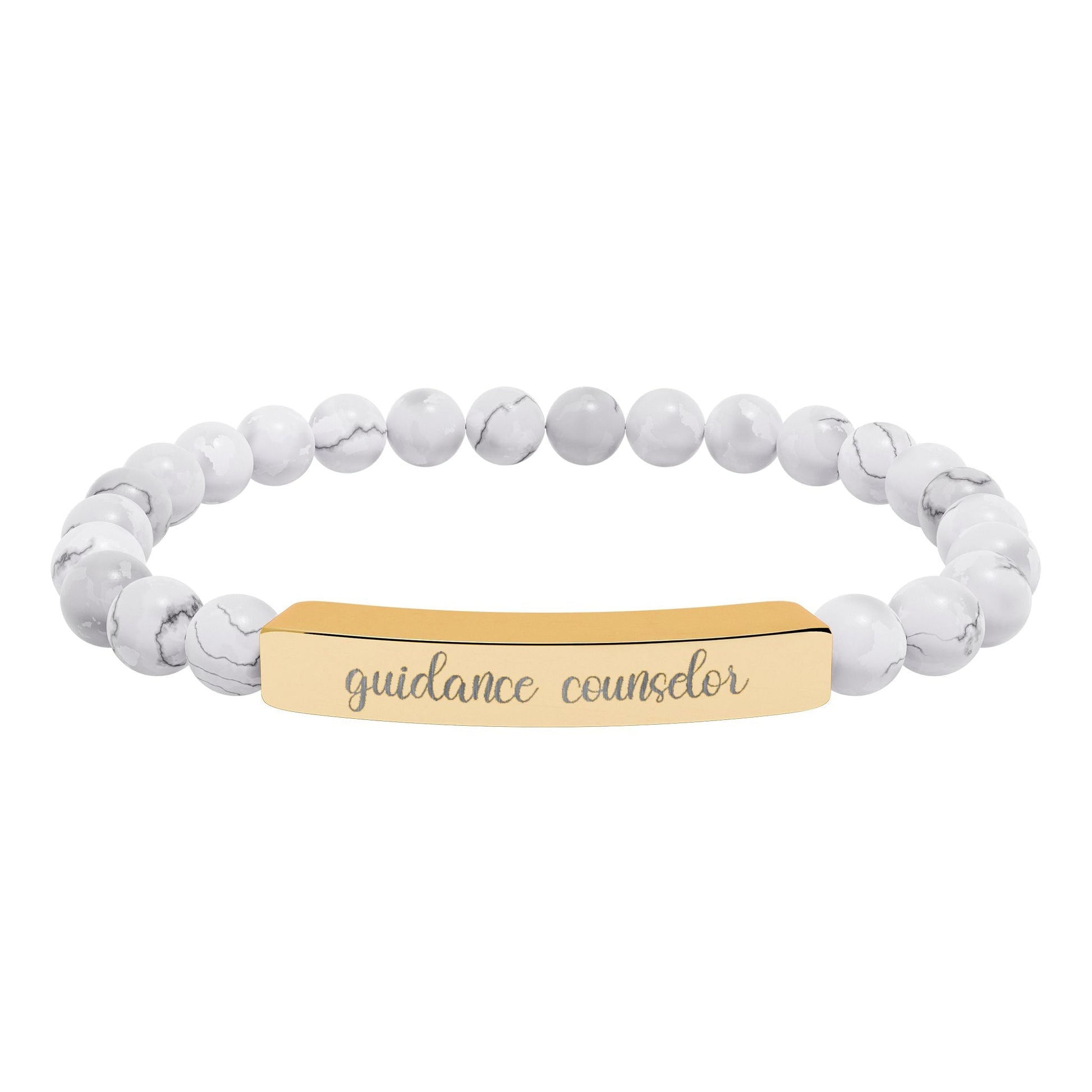 Guidance Counselor Natural Stone Engraved Bar Bracelet Printify