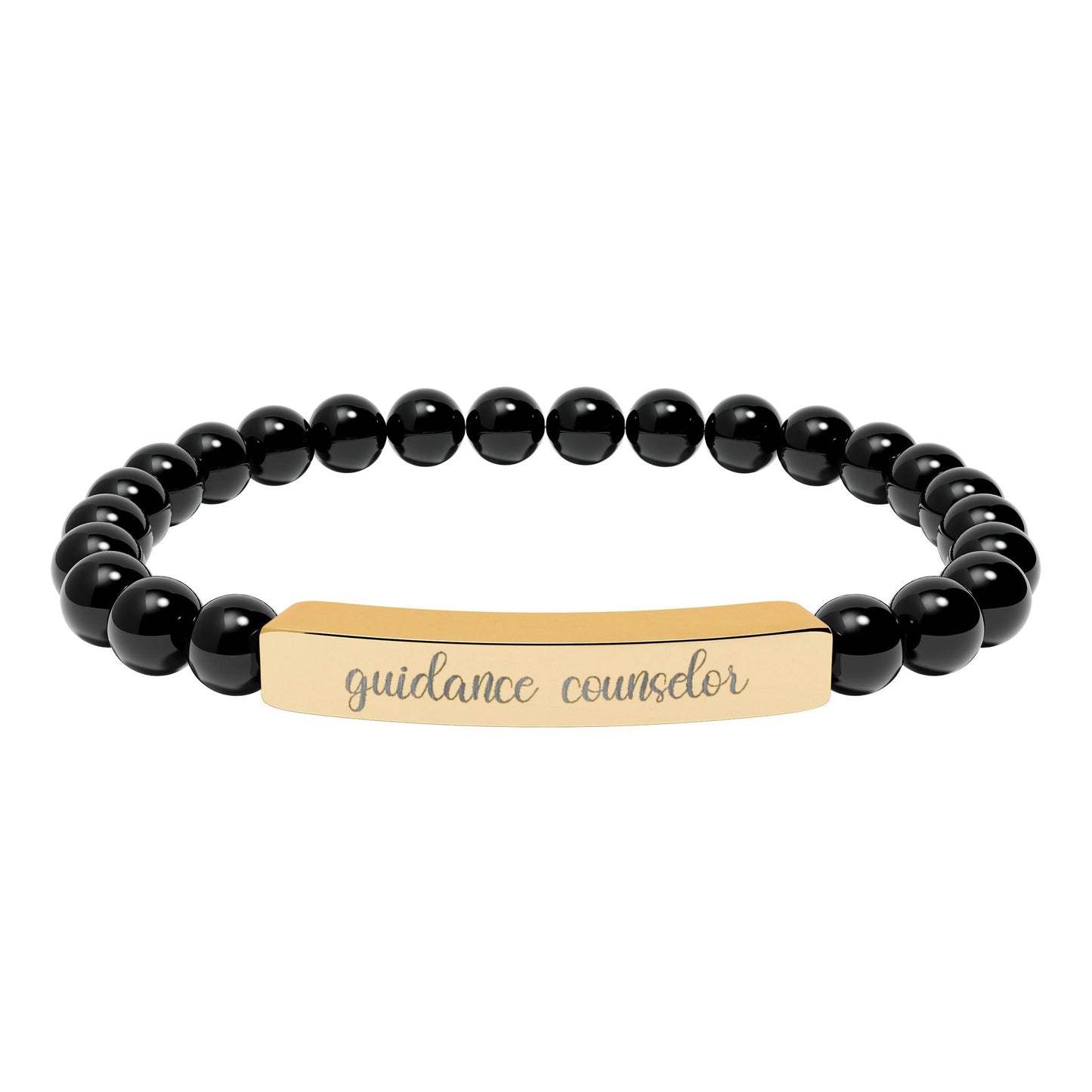 Guidance Counselor Natural Stone Engraved Bar Bracelet Printify