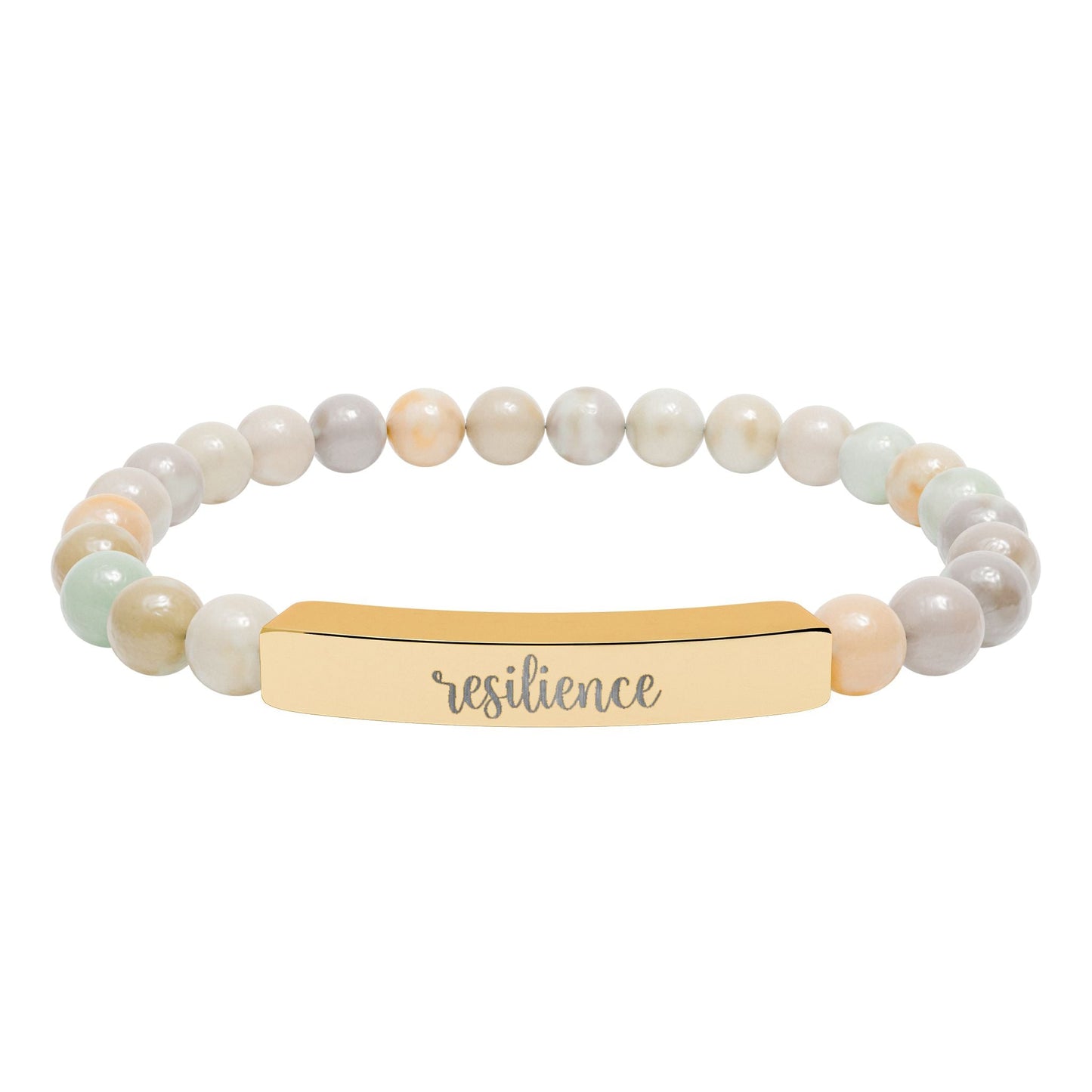 Resilience Natural Stone Engraved Bar Bracelet Printify