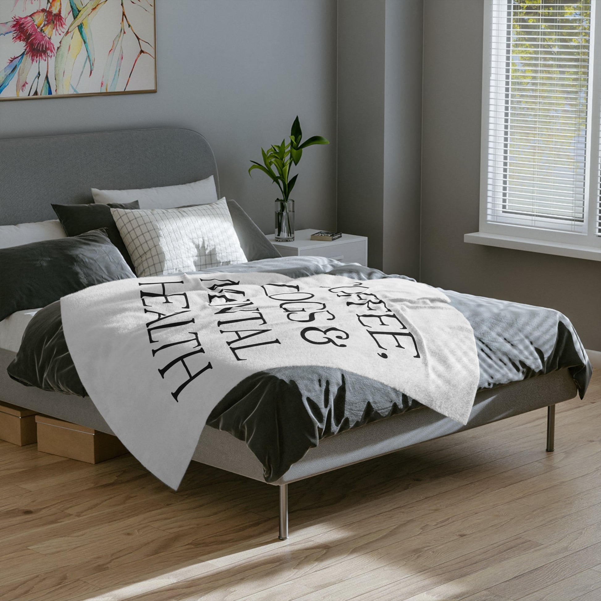 Coffee, Dogs & Mental Health Blanket Printify