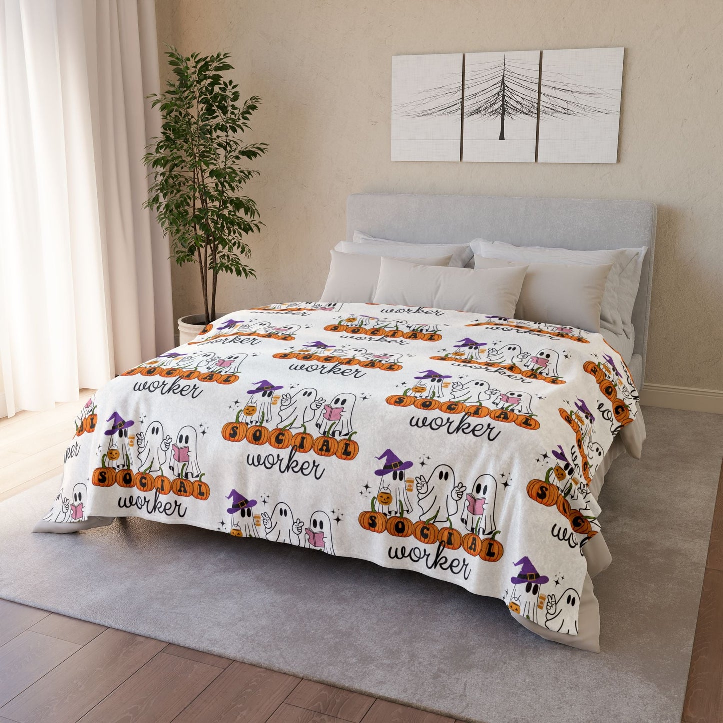 Social Worker Halloween Blanket Printify