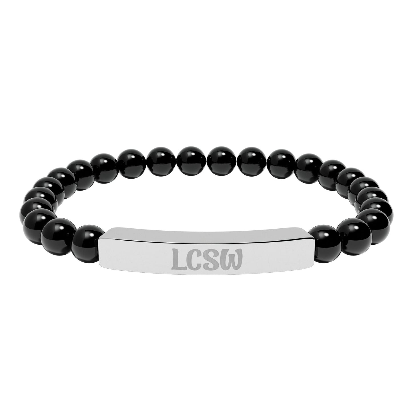 LCSW Engraved Natural Stone Bracelet Printify