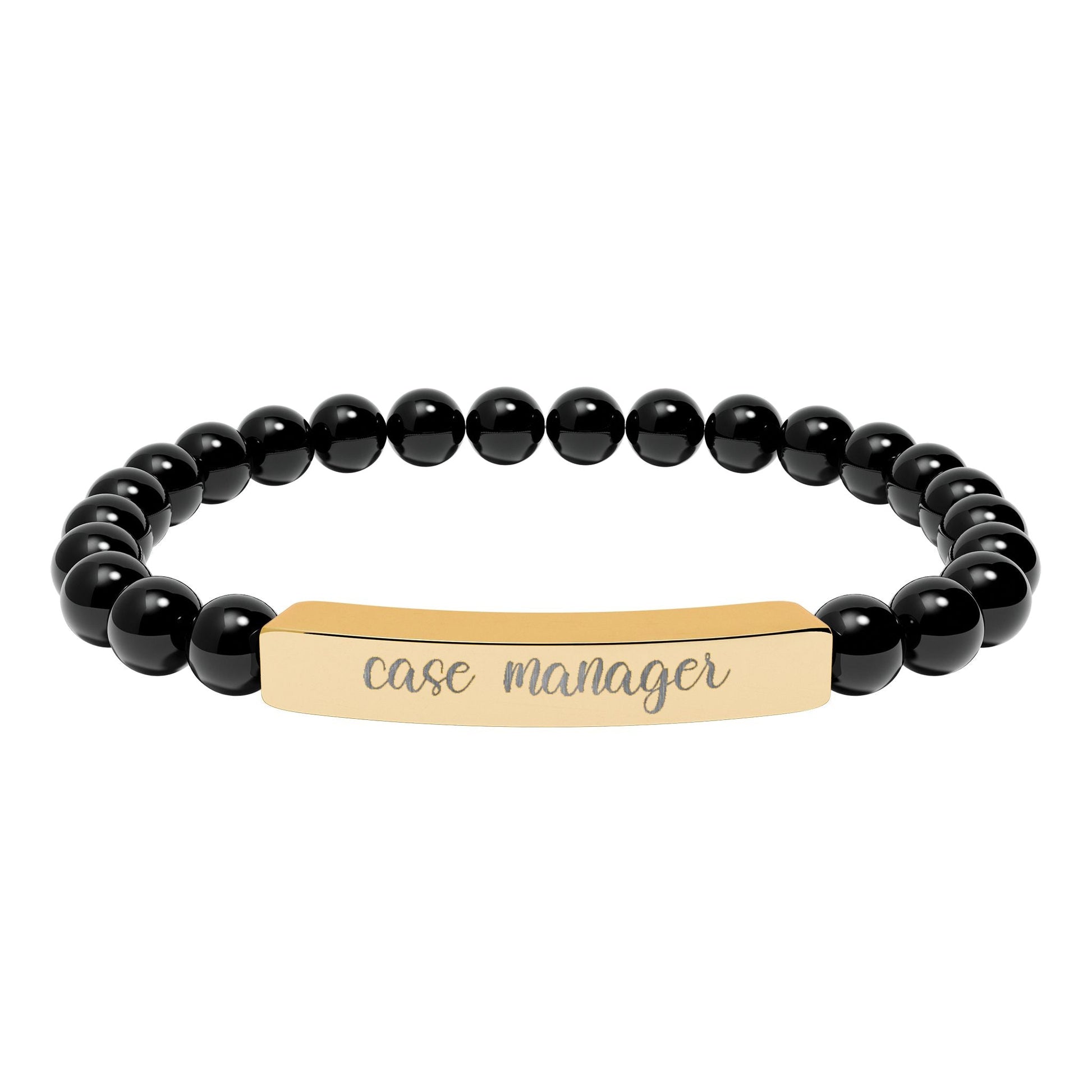 Case Manager Natural Stone Engraved Bar Bracelet Printify