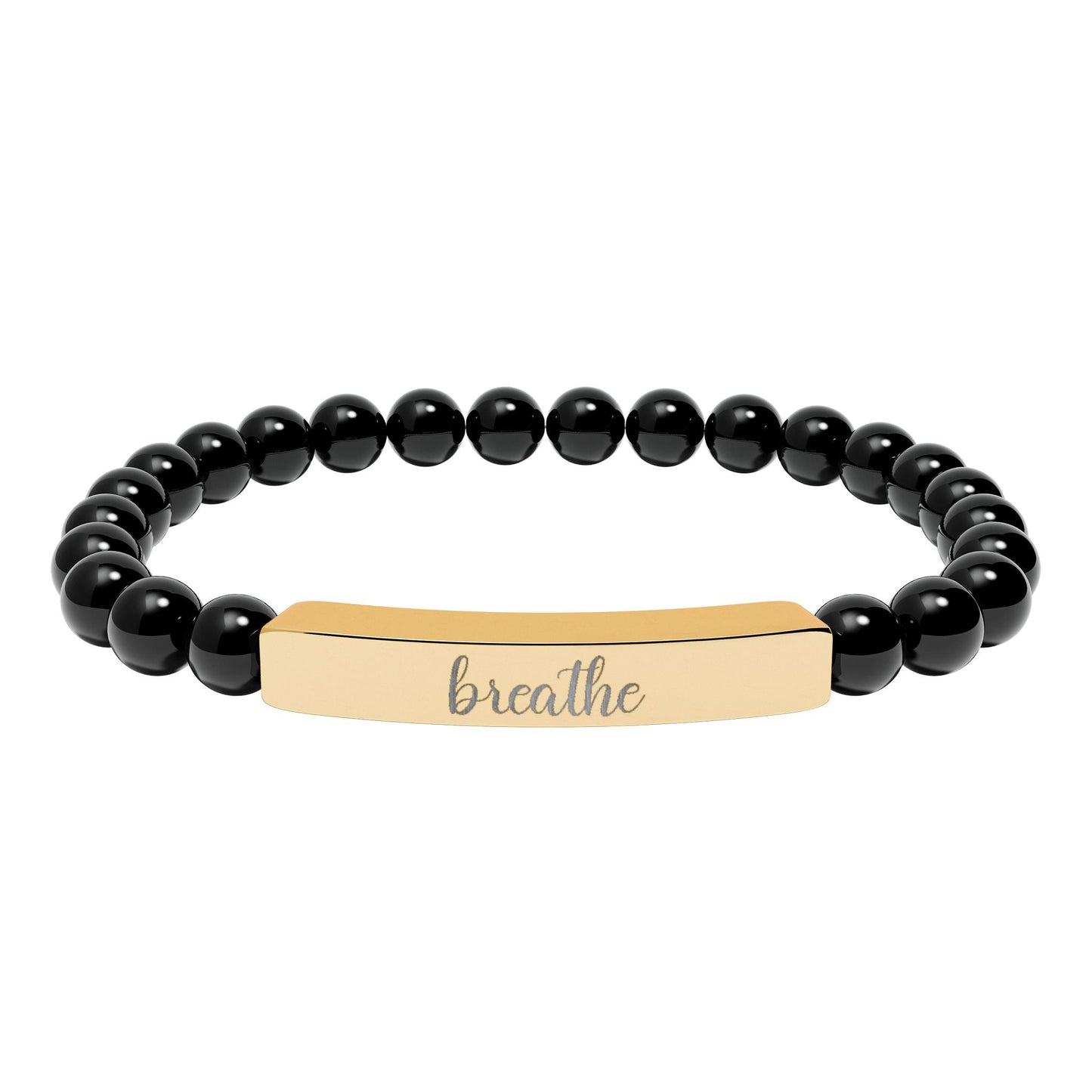 Breathe Engraved Natural Stone Bar Bracelet Printify