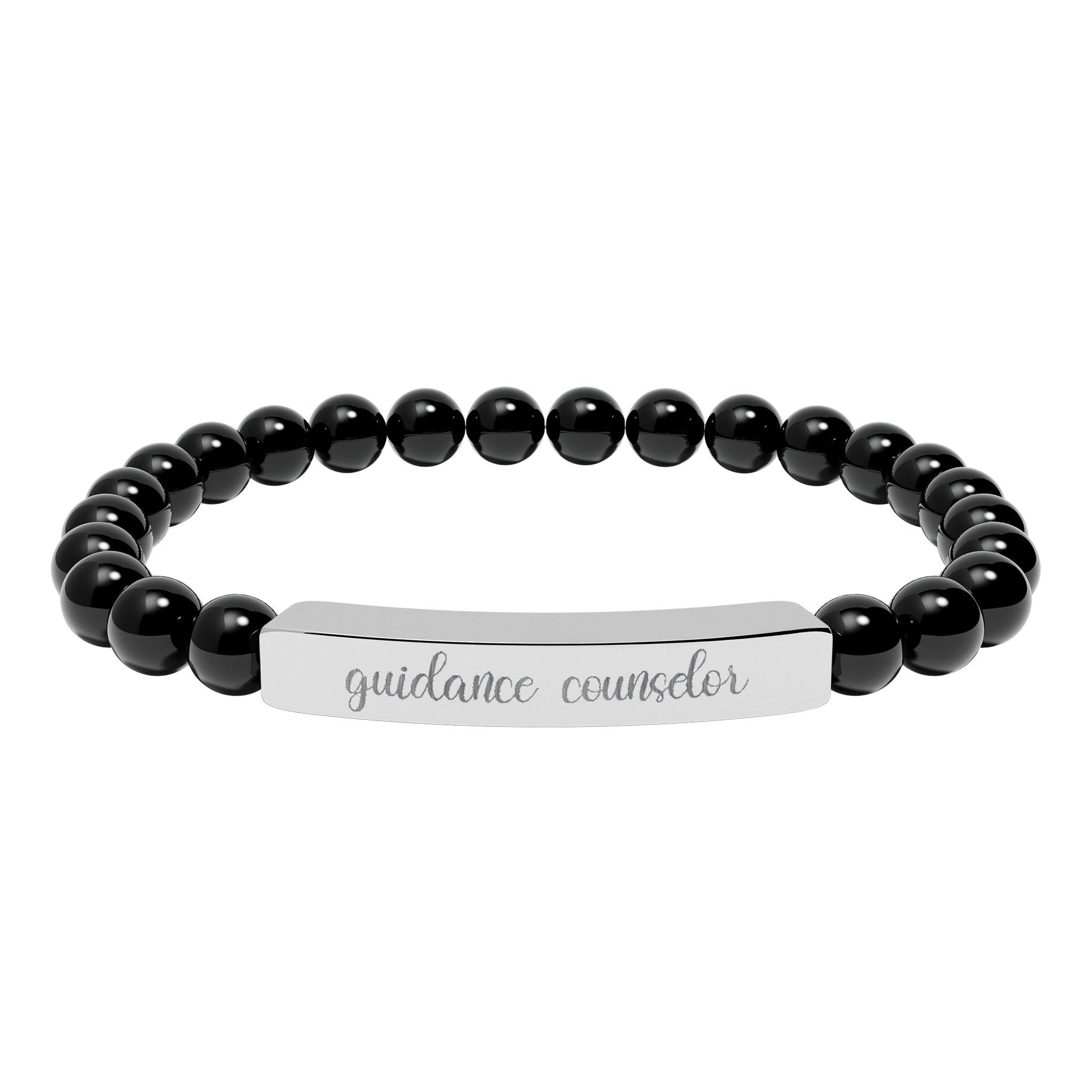 Guidance Counselor Natural Stone Engraved Bar Bracelet Printify