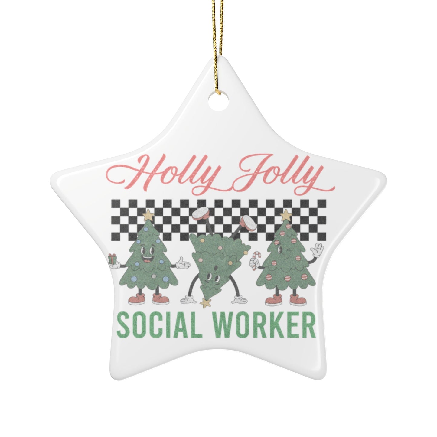 Holly Jolly Social Worker Ornament Printify