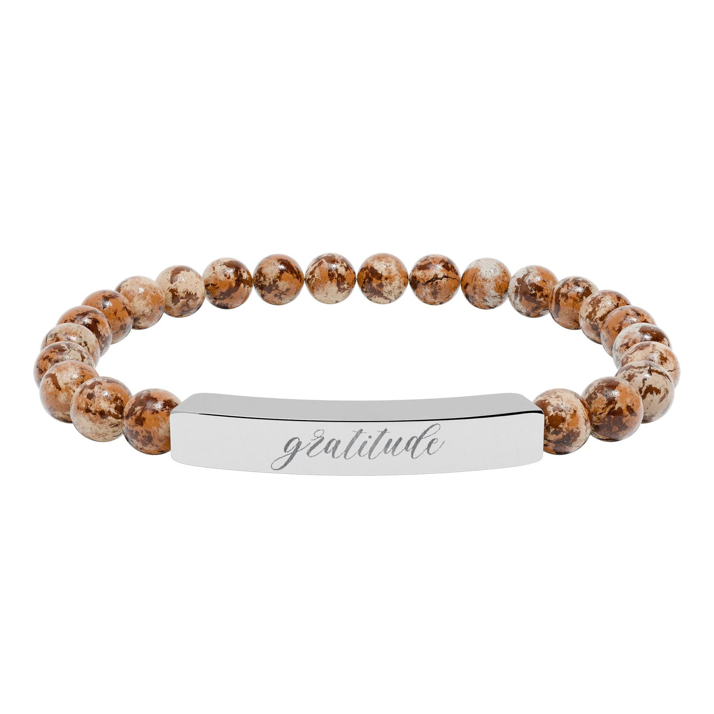 Gratitude Natural Stone Engraved Bar Bracelet Printify