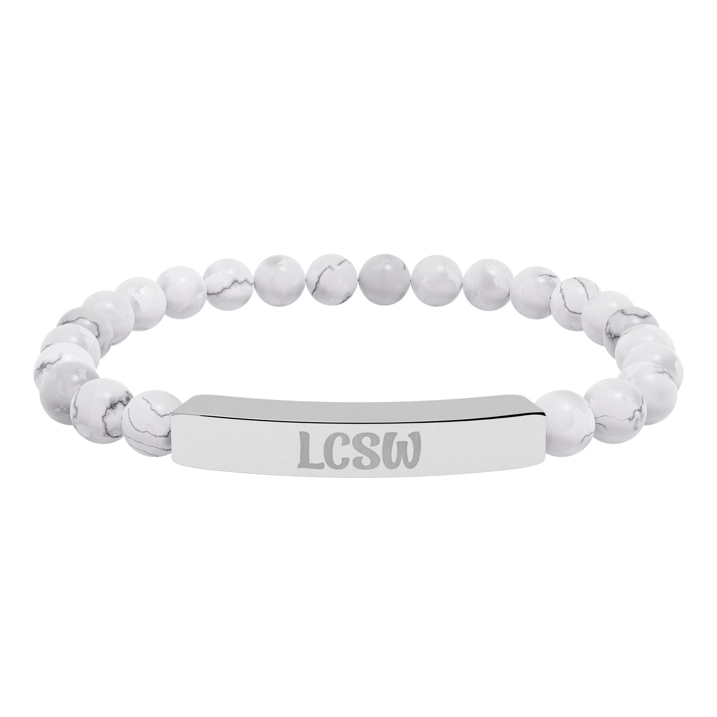 LCSW Engraved Natural Stone Bracelet Printify