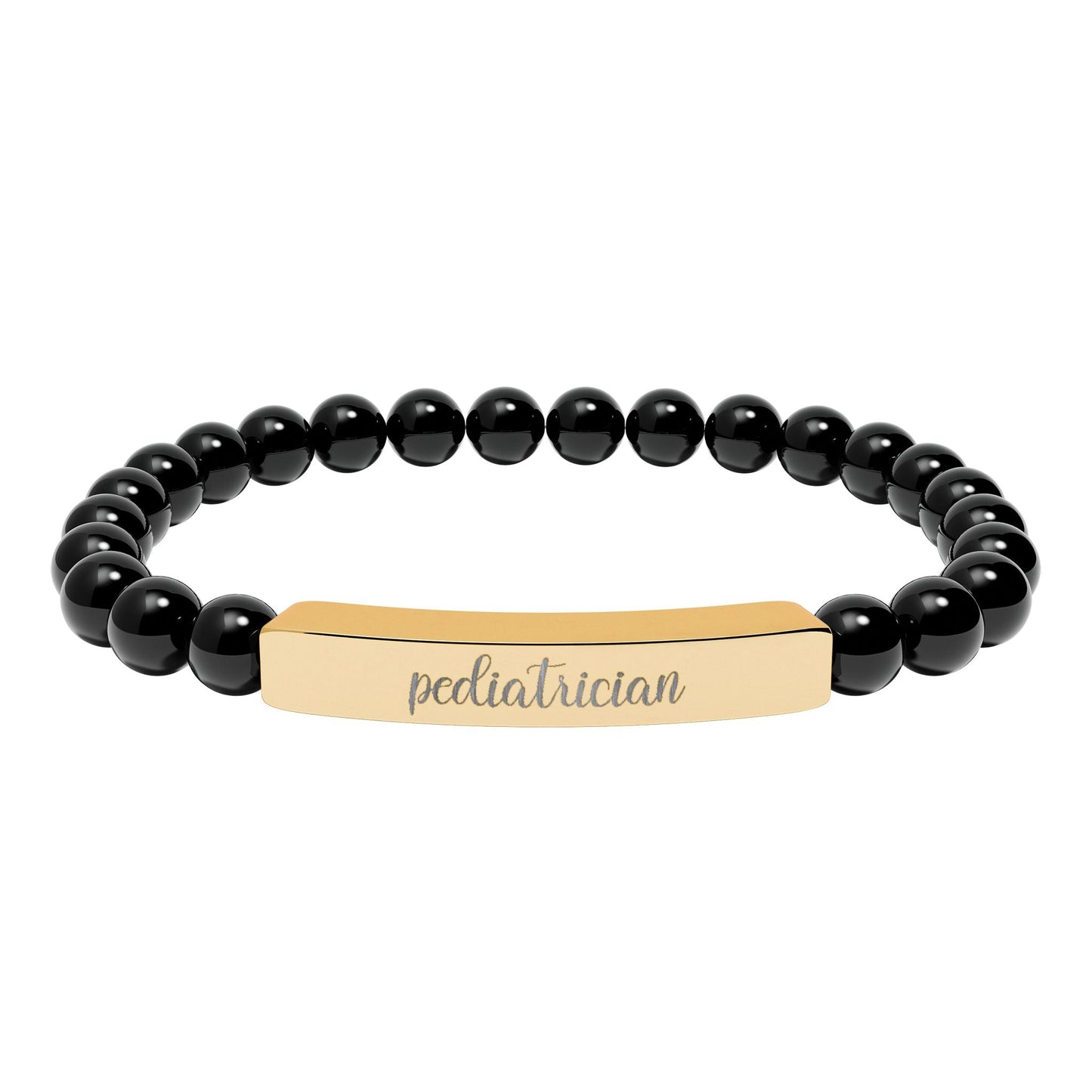 Pediatrician Natural Stone Engraved Bar Bracelet Printify