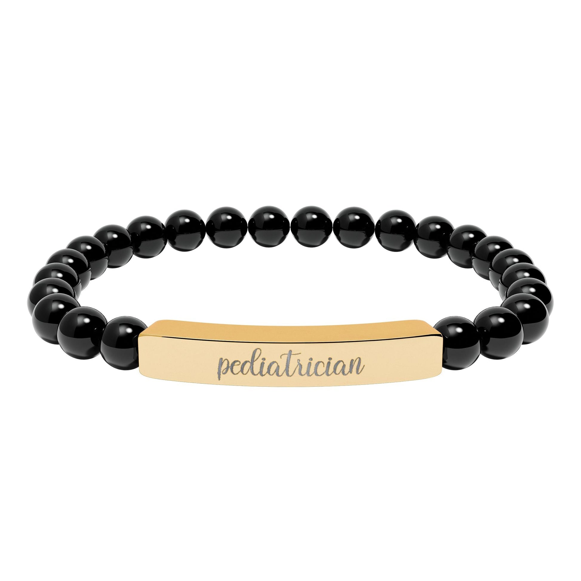 Pediatrician Natural Stone Engraved Bar Bracelet Printify