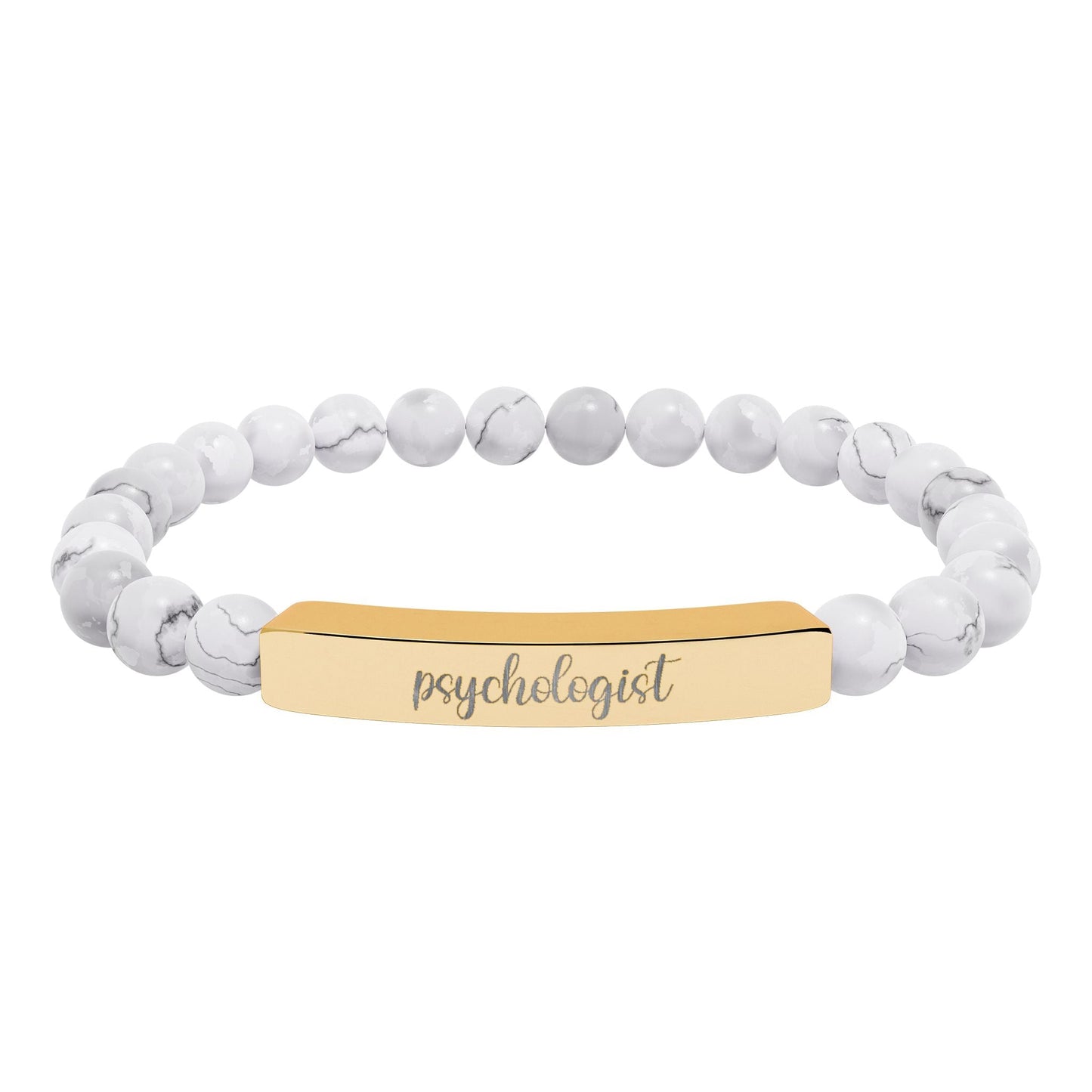 Psychologist Natural Stone Engraved Bar Bracelet Printify