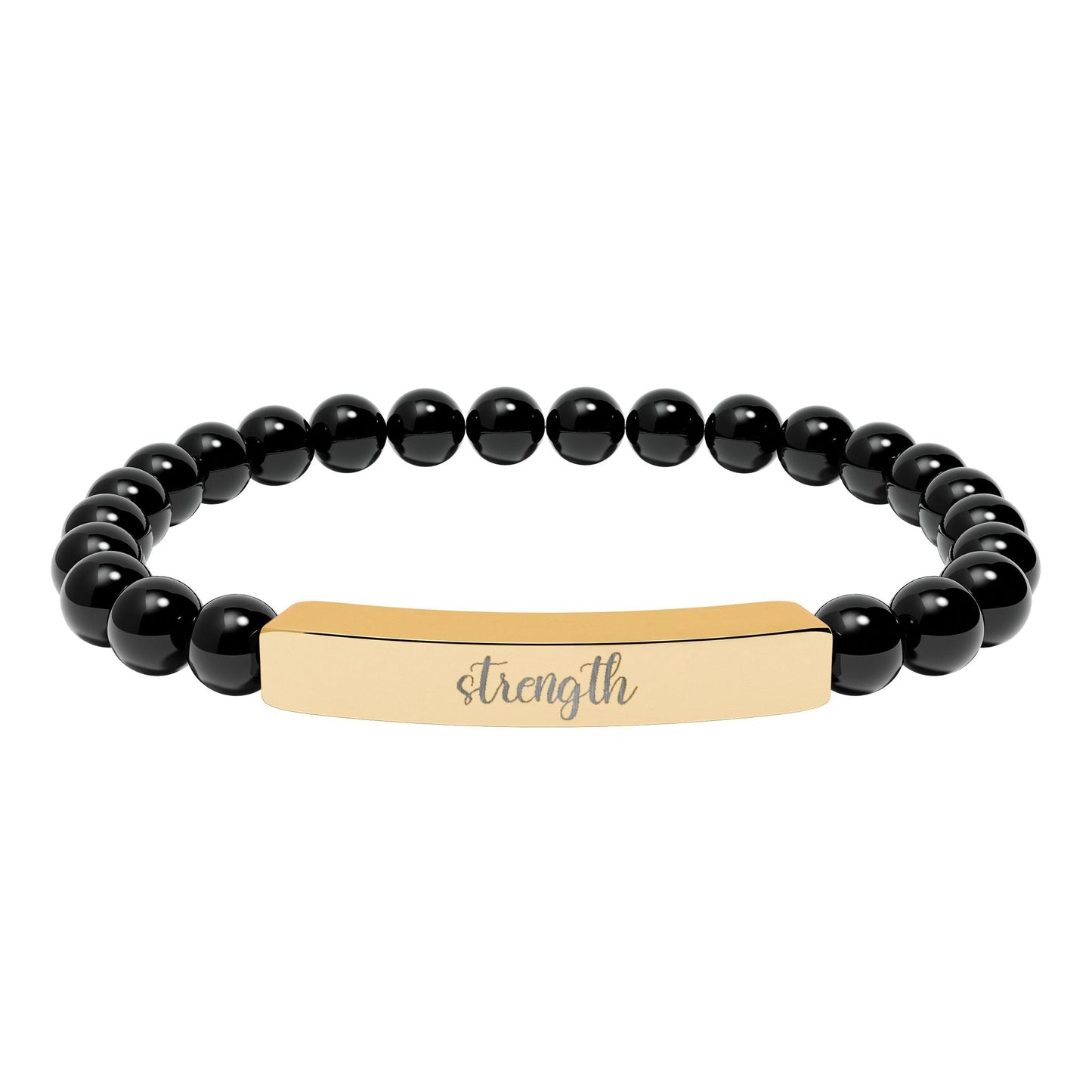 Strength Natural Stone Engraved Bar Bracelet Printify
