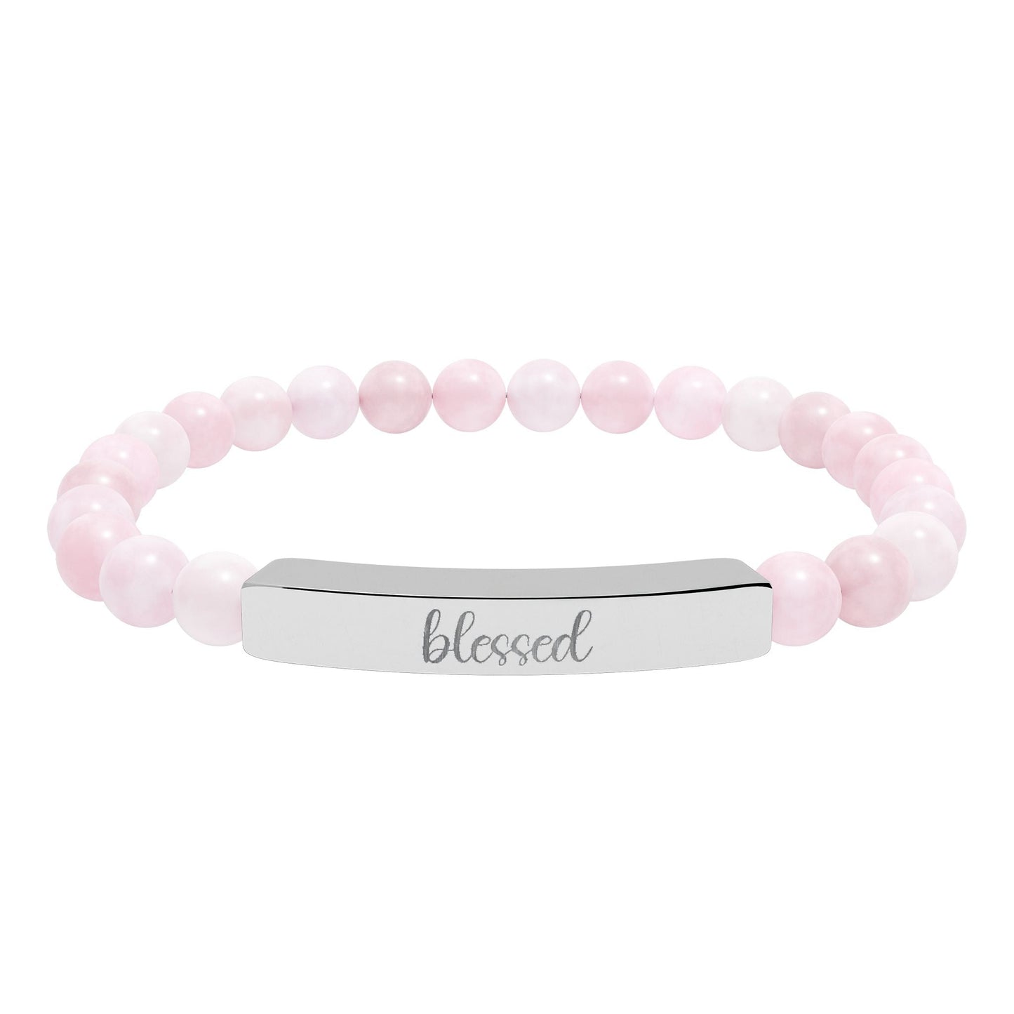 Blessed Natural Stone Engraved Bar Bracelet Printify