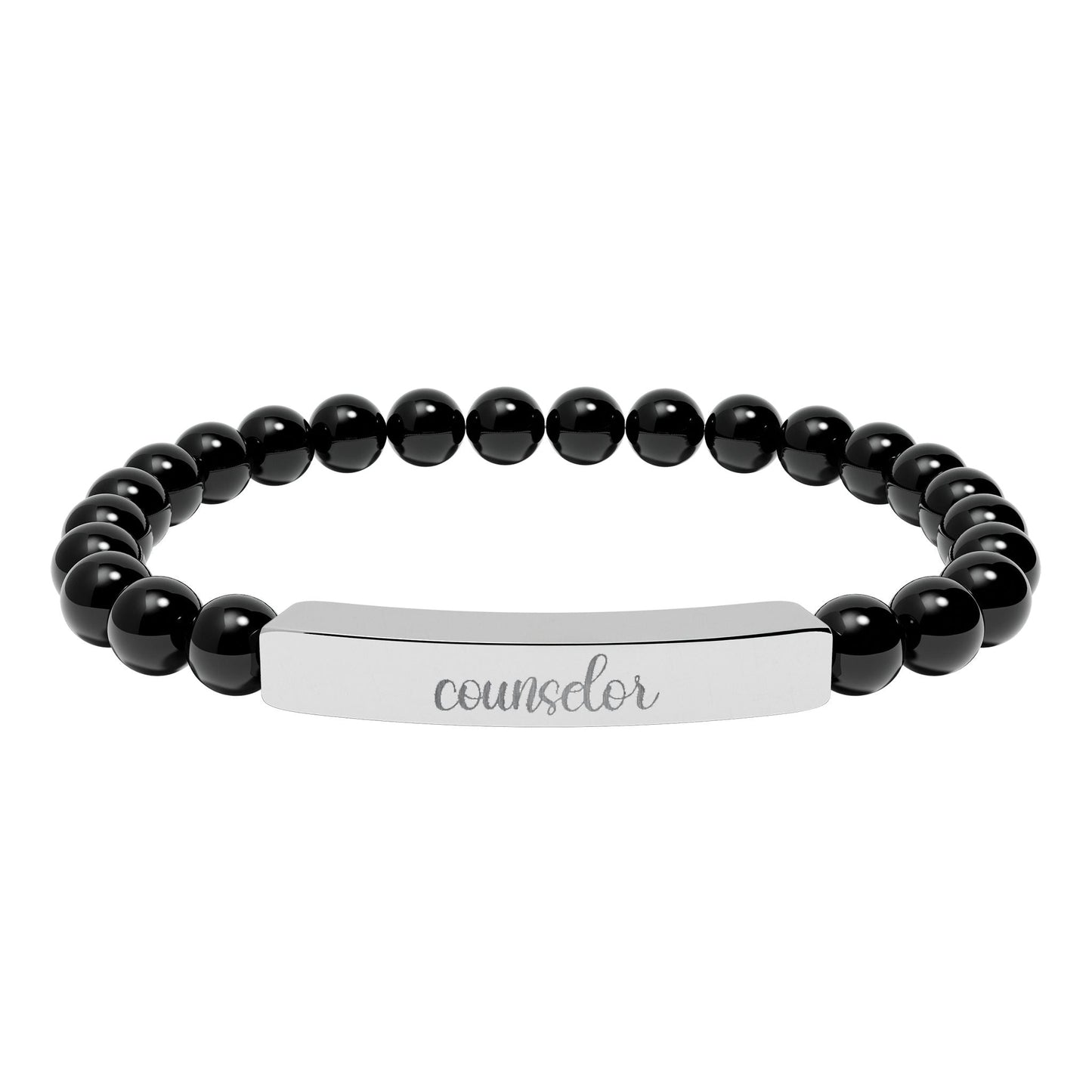 Counselor Natural Stone Engraved Bar Bracelet Printify