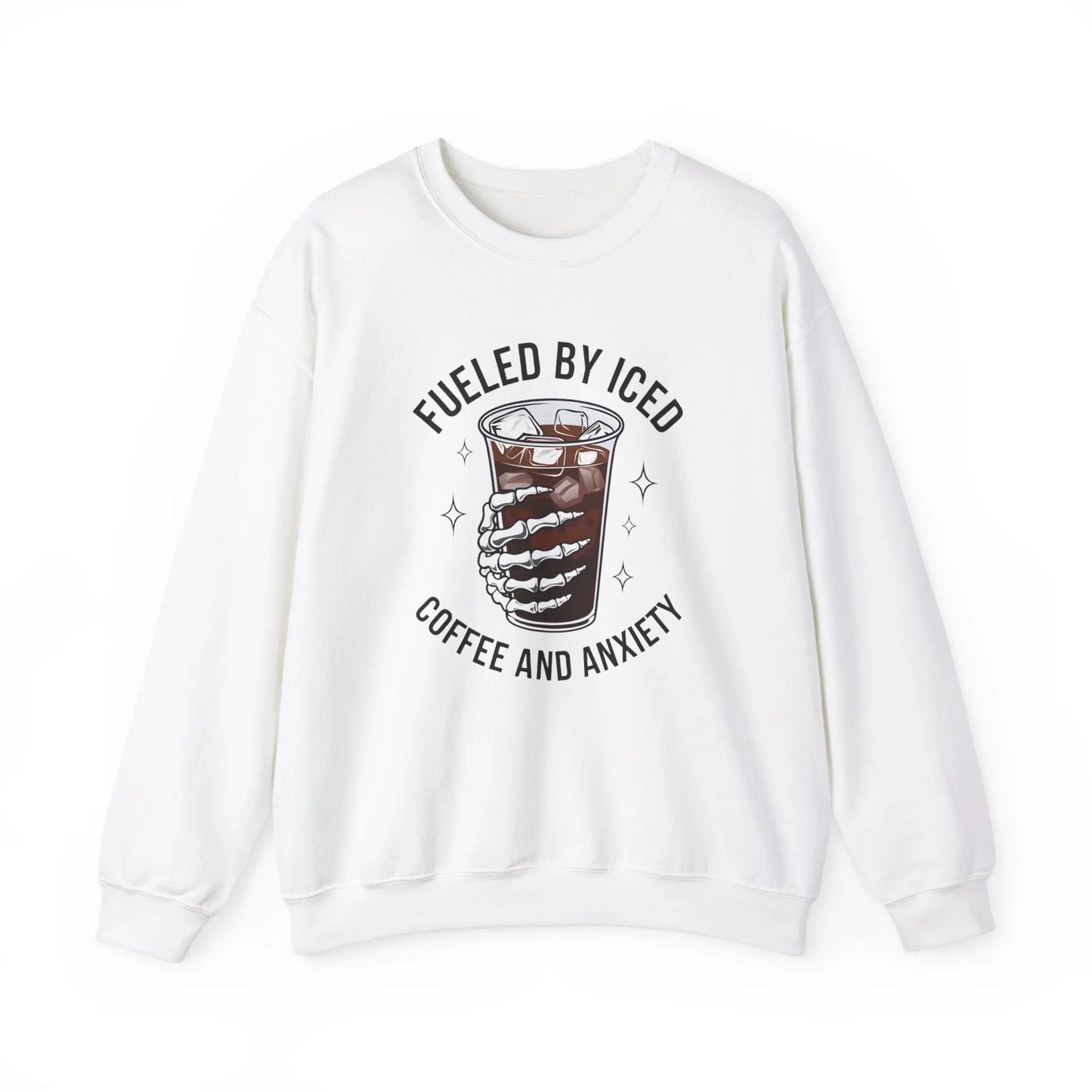 Fueled by Iced Coffee & Anxiety Crewneck - MindLyssMoments LLC