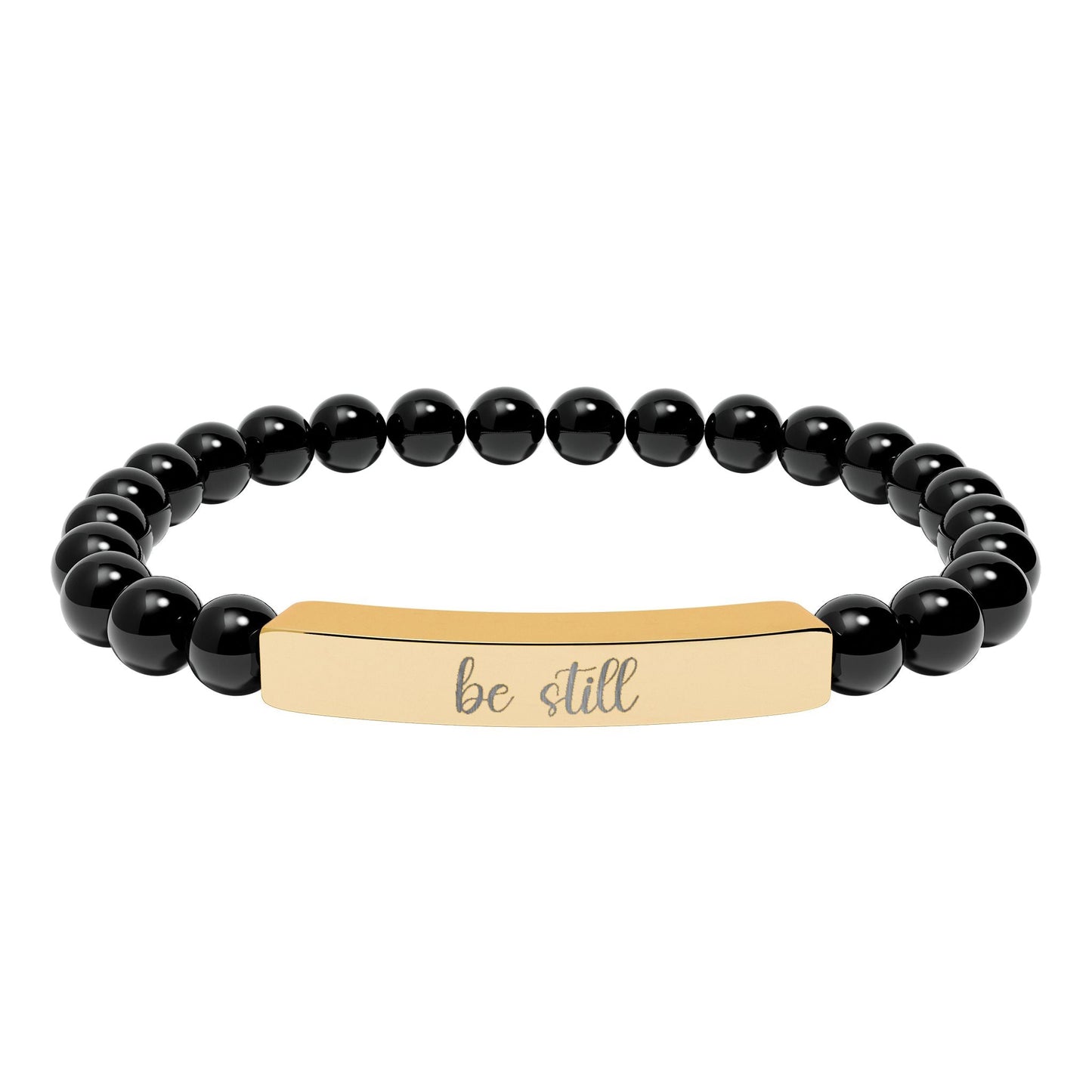 Be Still Natural Stone Engraved Bar Bracelet Printify
