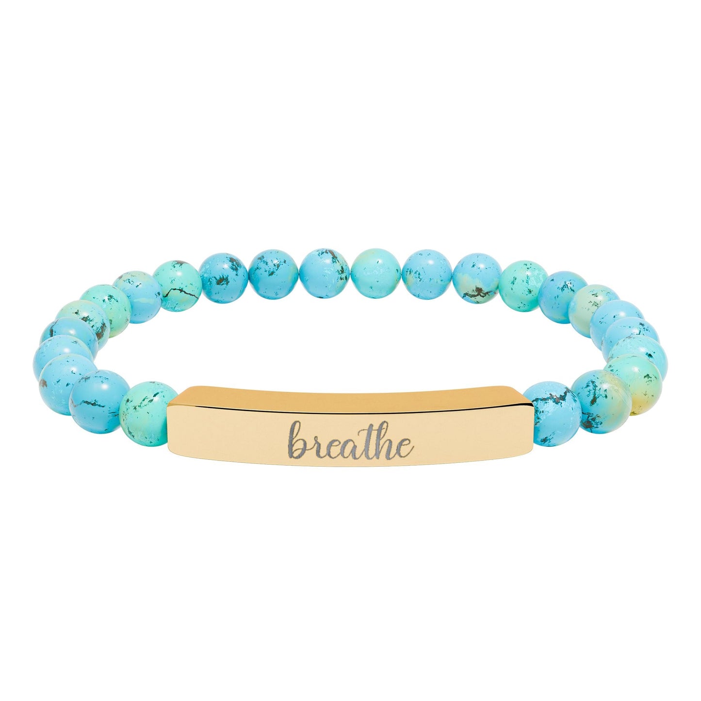 Breathe Engraved Natural Stone Bar Bracelet Printify