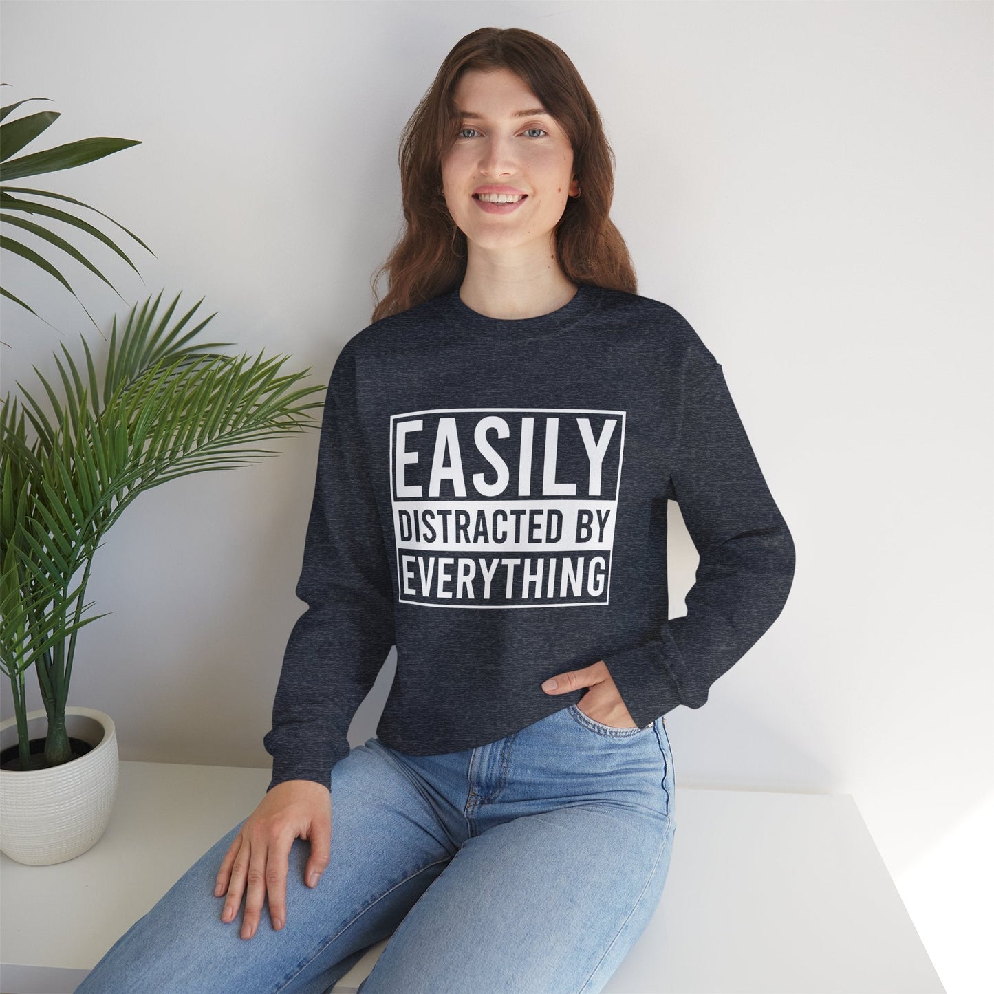 Easily Distracted by Everything Crewneck Printify