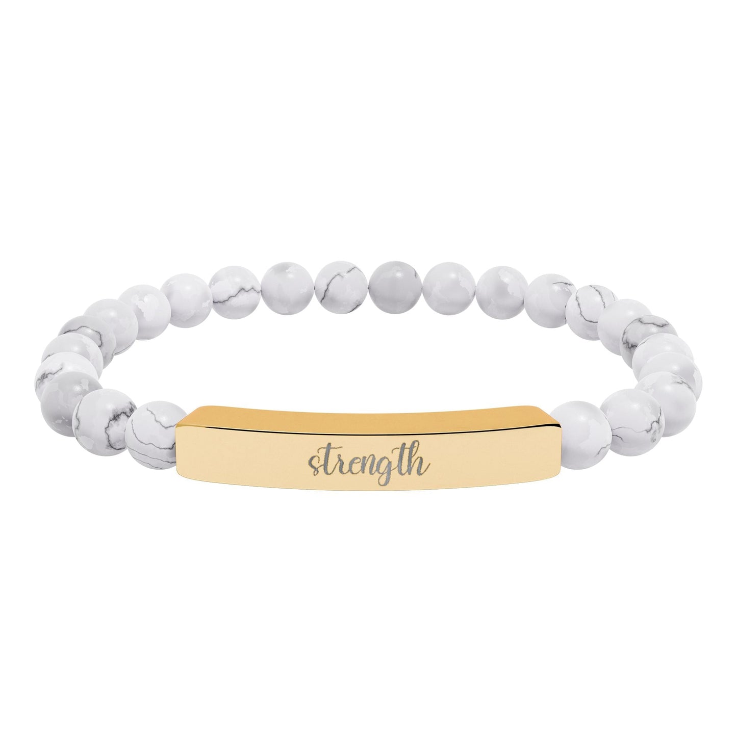 Strength Natural Stone Engraved Bar Bracelet Printify
