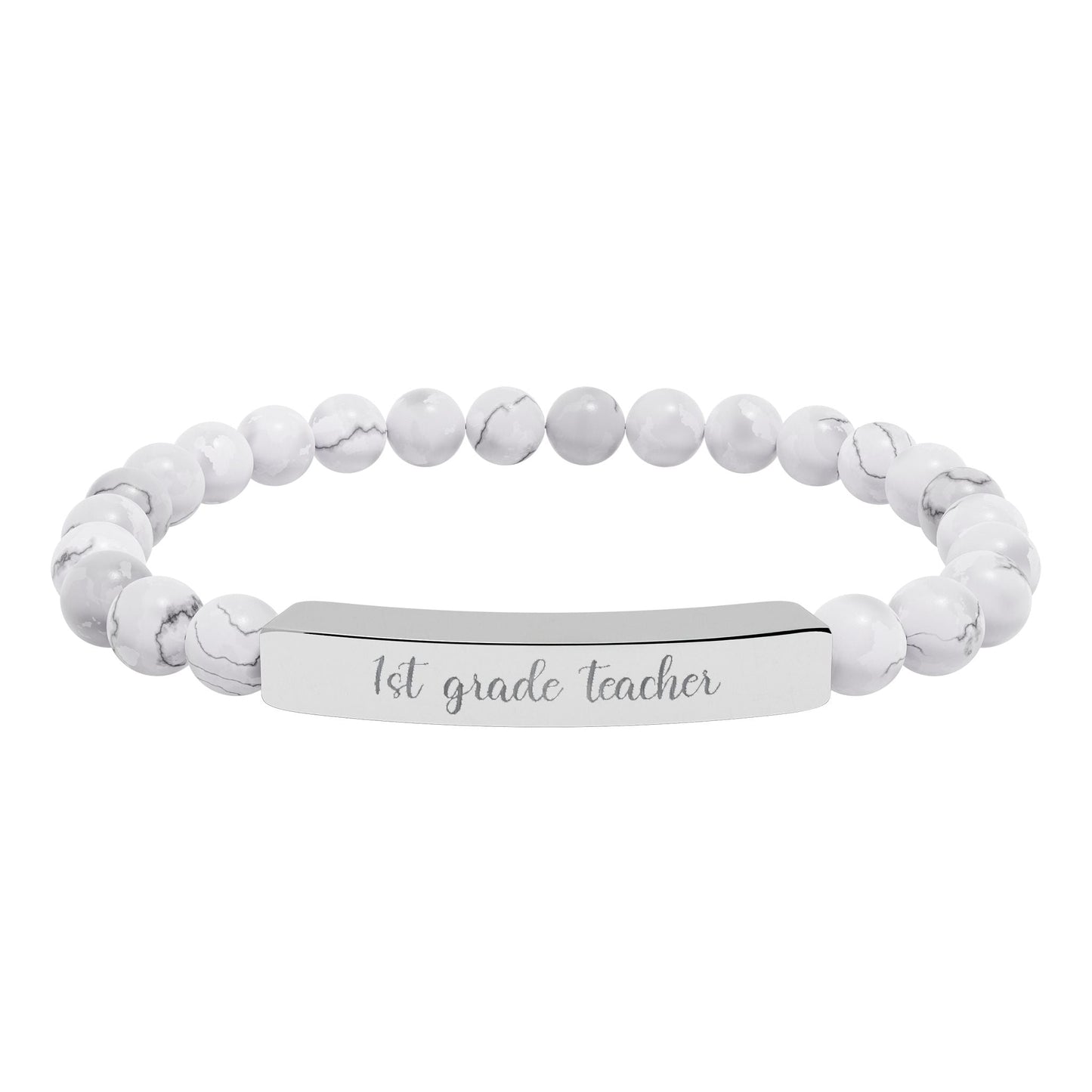 Custom Grade Level Teacher Natural Stone Bar Bracelet Printify