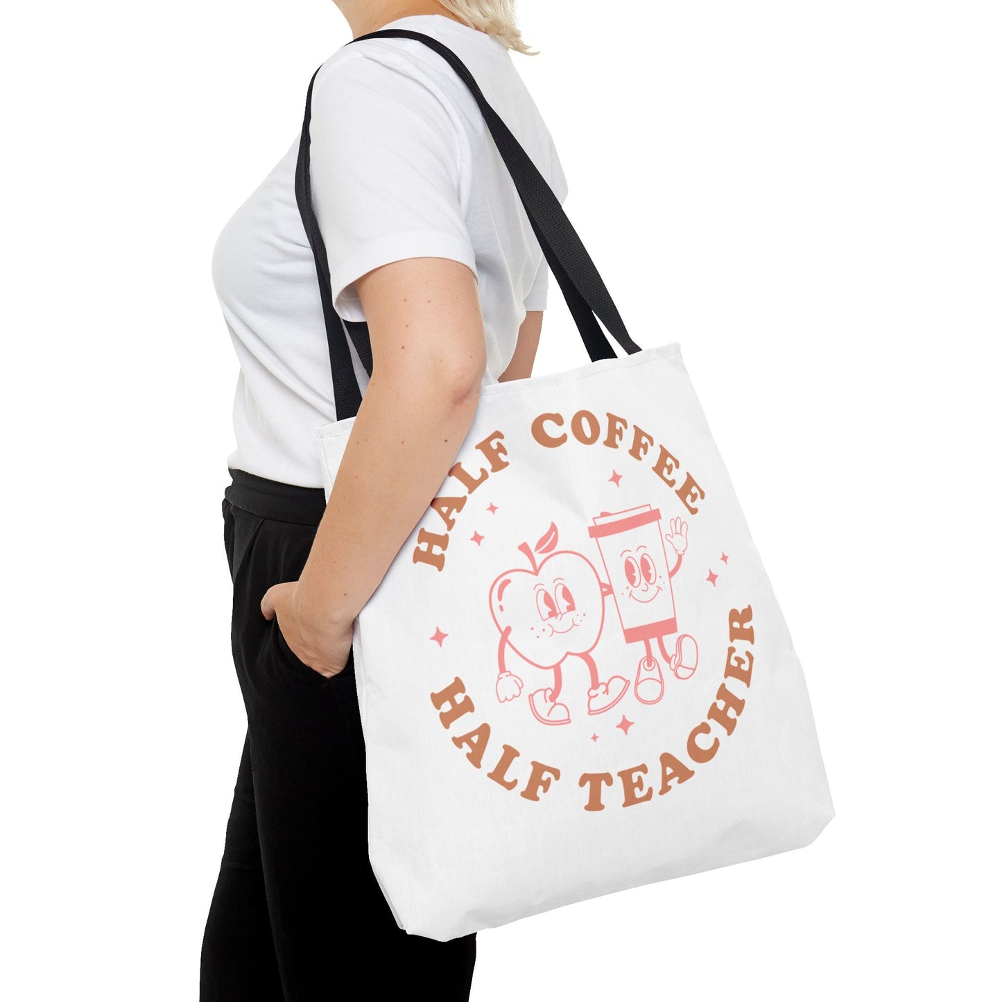 Half Coffee Half Teacher Tote Printify
