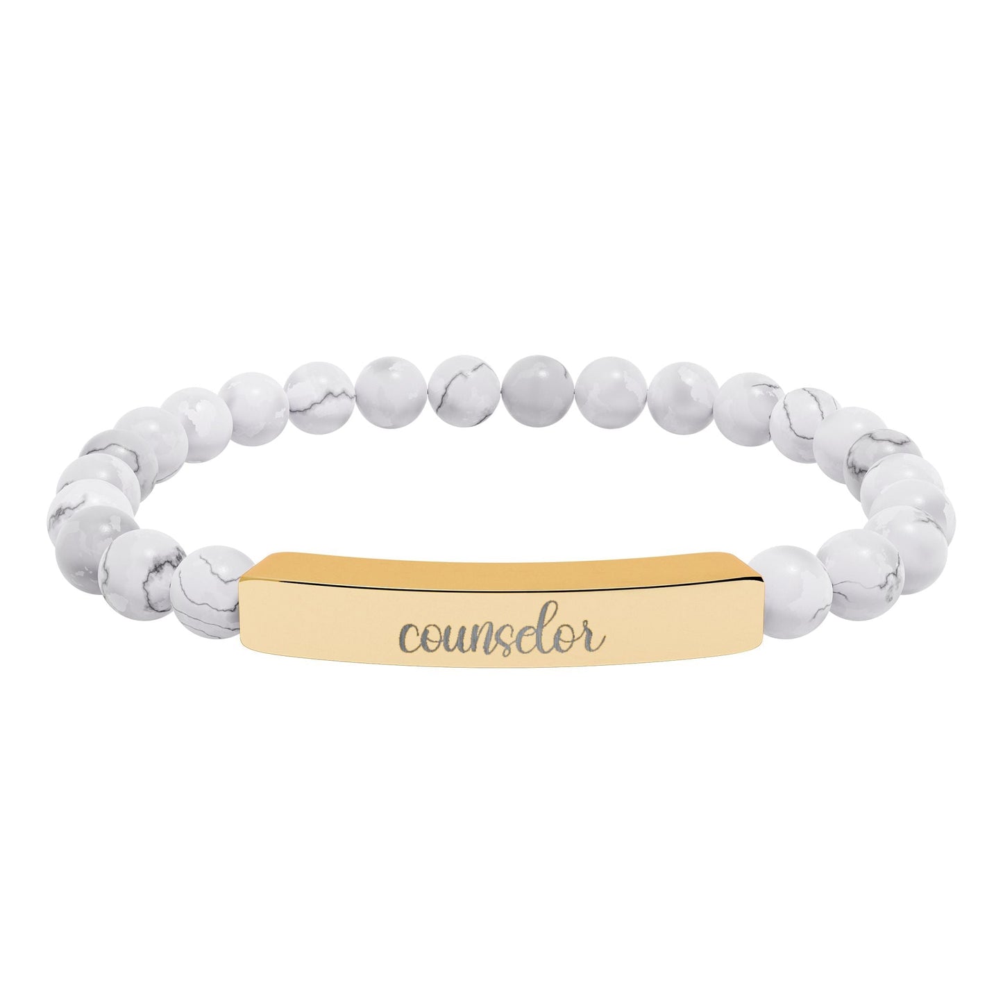 Counselor Natural Stone Engraved Bar Bracelet Printify