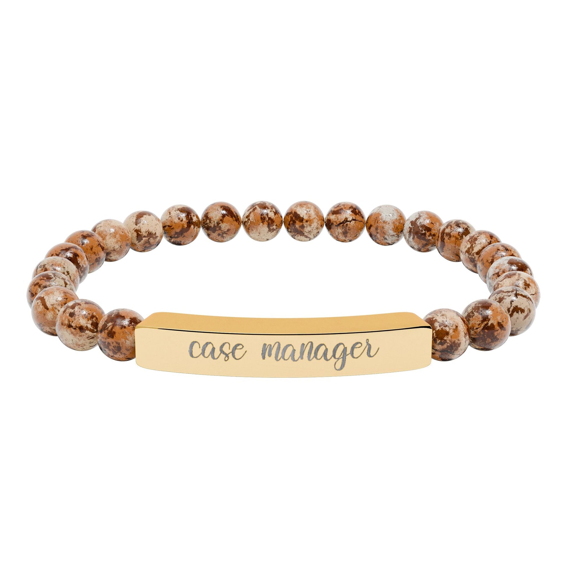 Case Manager Natural Stone Engraved Bar Bracelet Printify