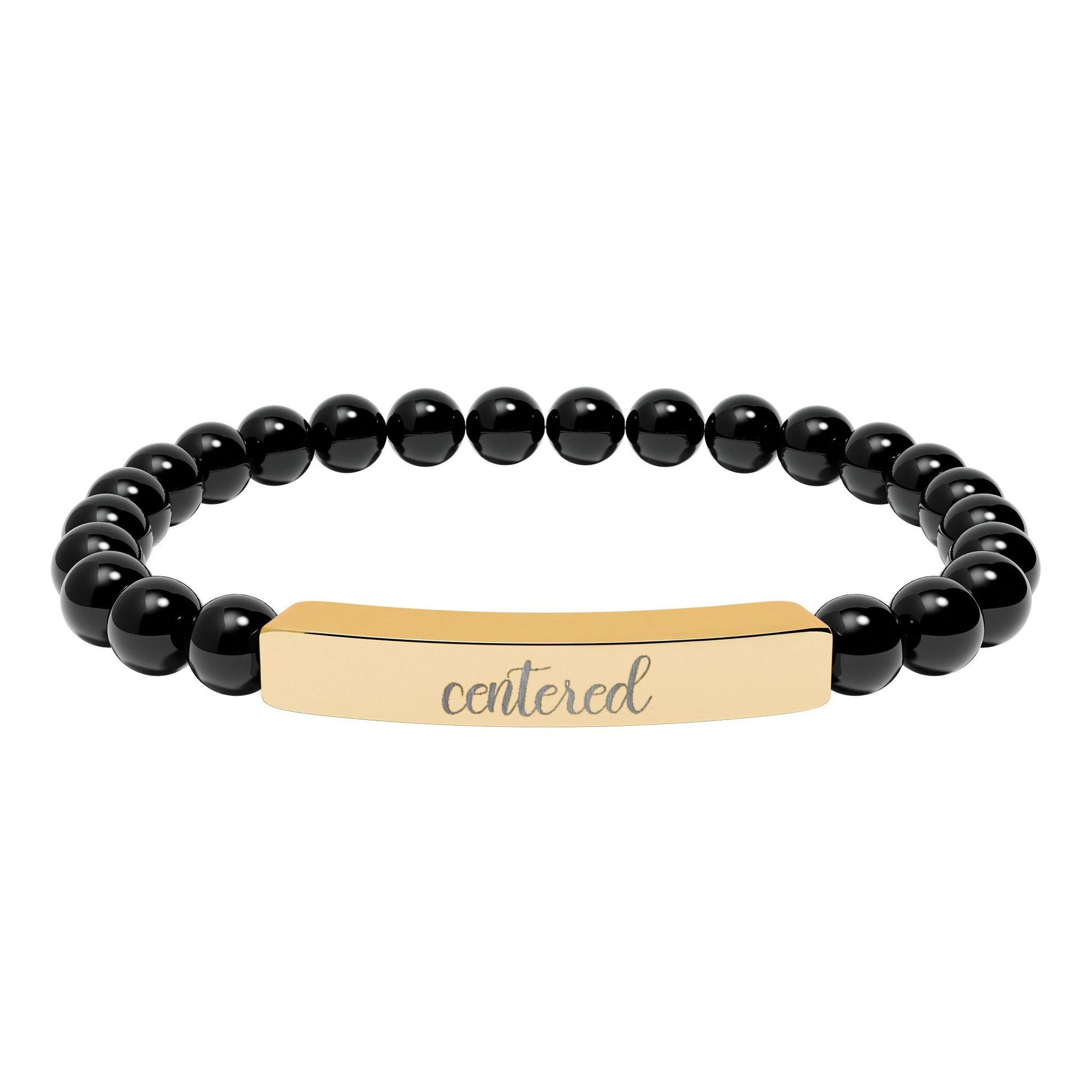 Centered Natural Stone Engraved Bar Bracelet Printify