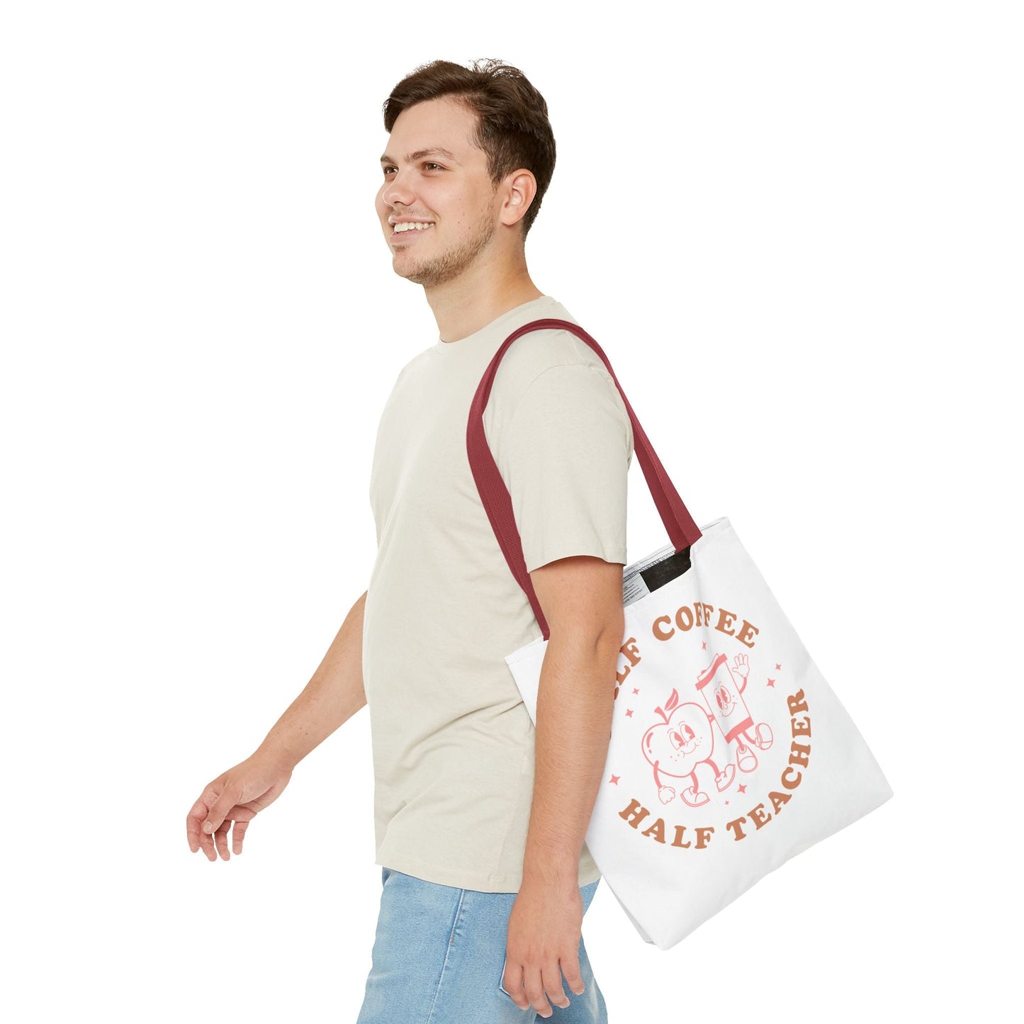 Half Coffee Half Teacher Tote Printify