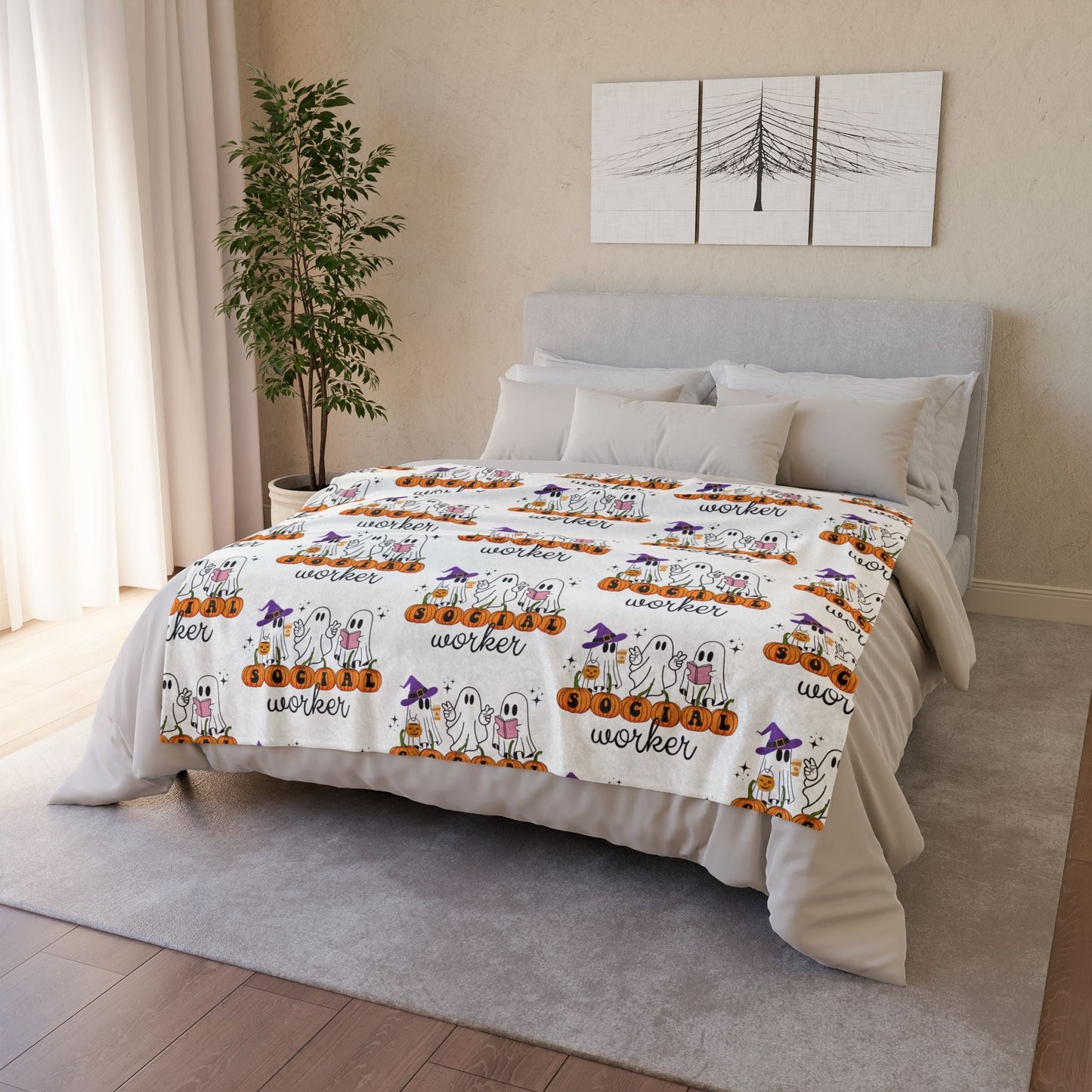 Social Worker Halloween Blanket Printify