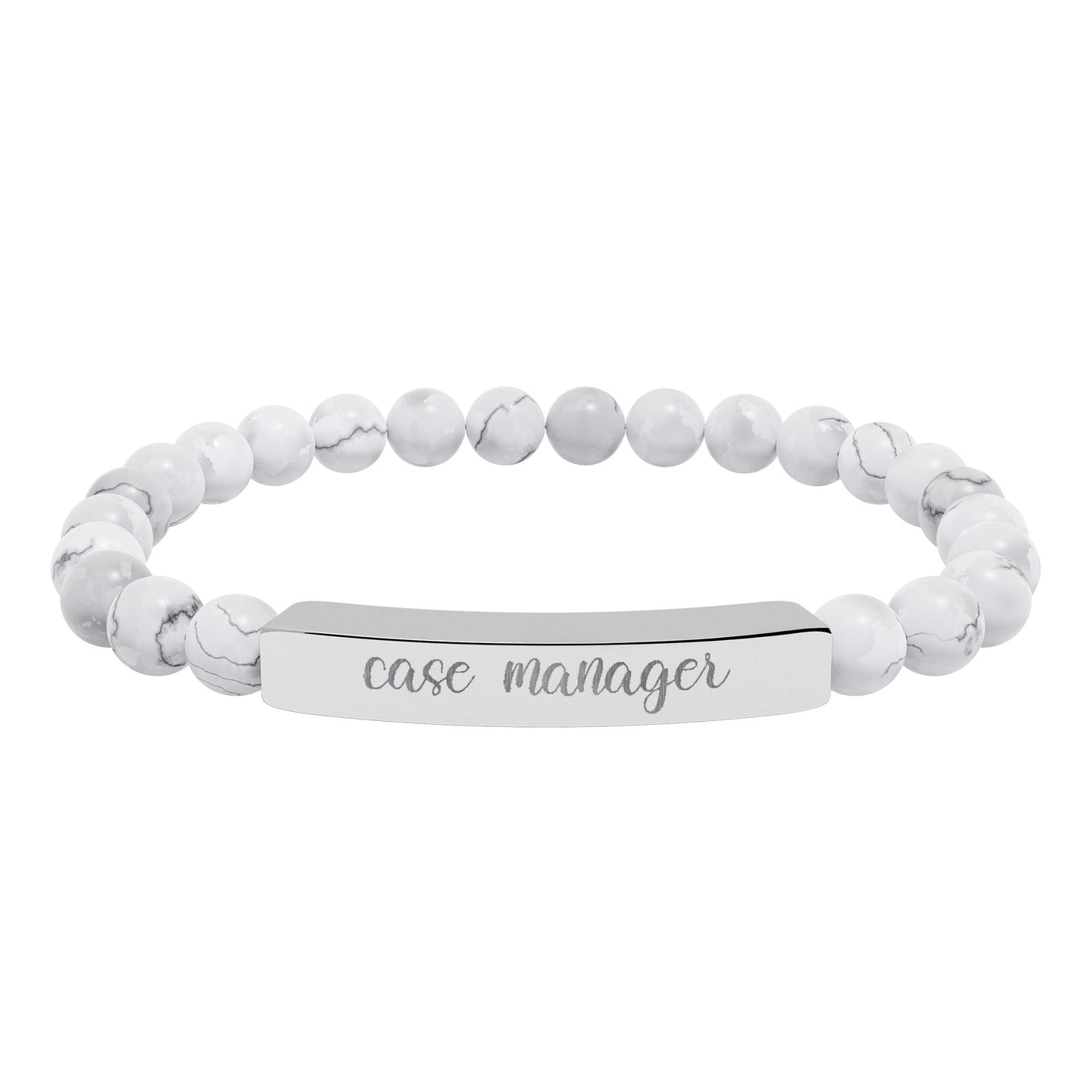 Case Manager Natural Stone Engraved Bar Bracelet Printify