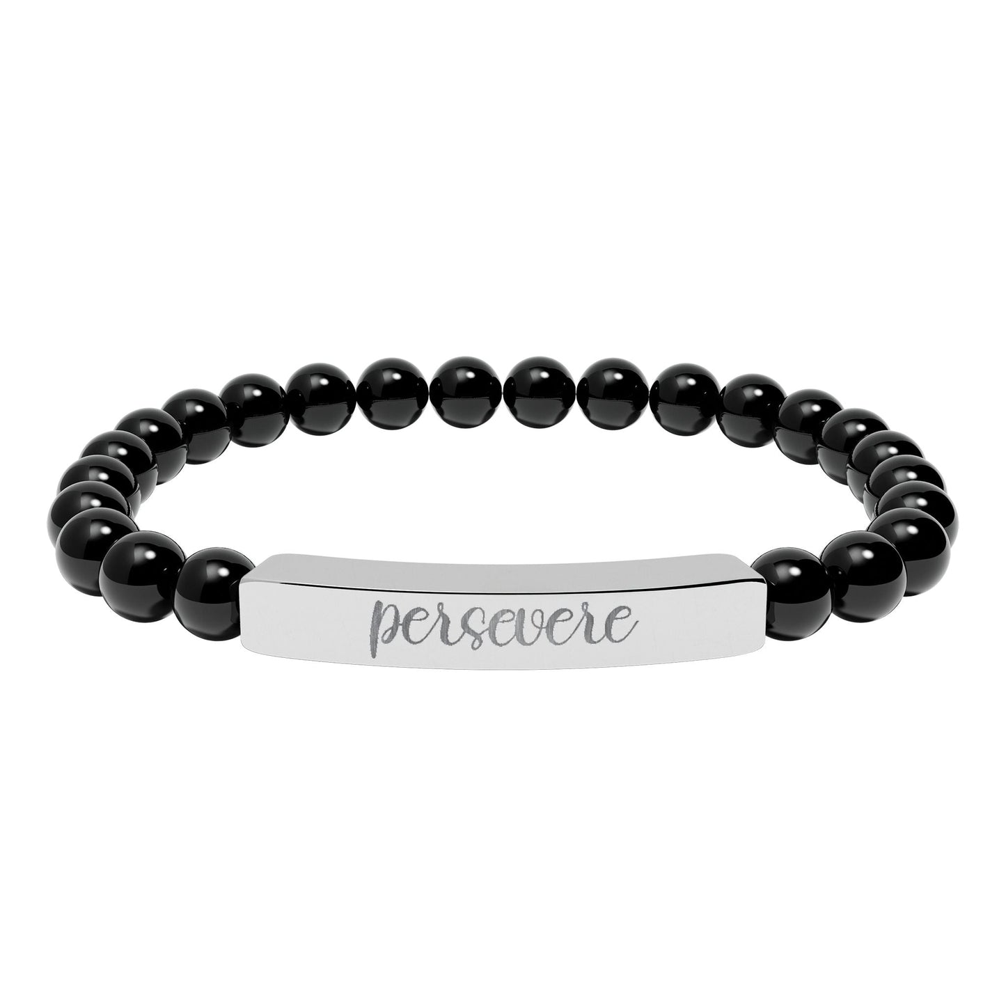Persevere Natural Stone Engraved Bar Bracelet Printify