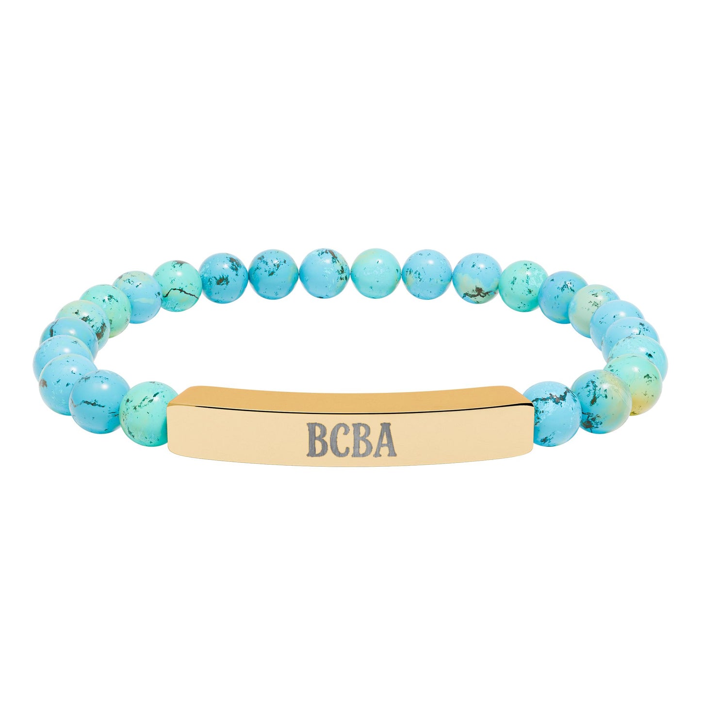 BCBA Natural Stone Engraved Bar Bracelet