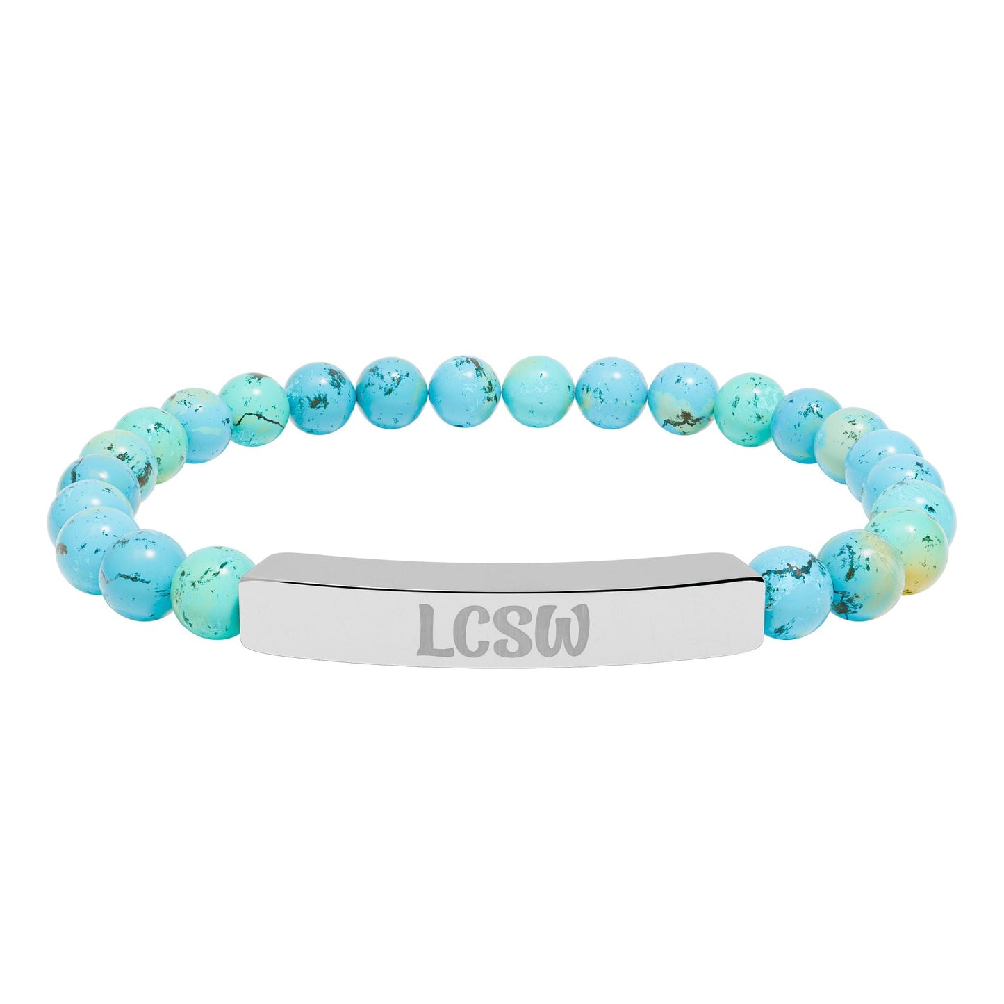 LCSW Engraved Natural Stone Bracelet Printify