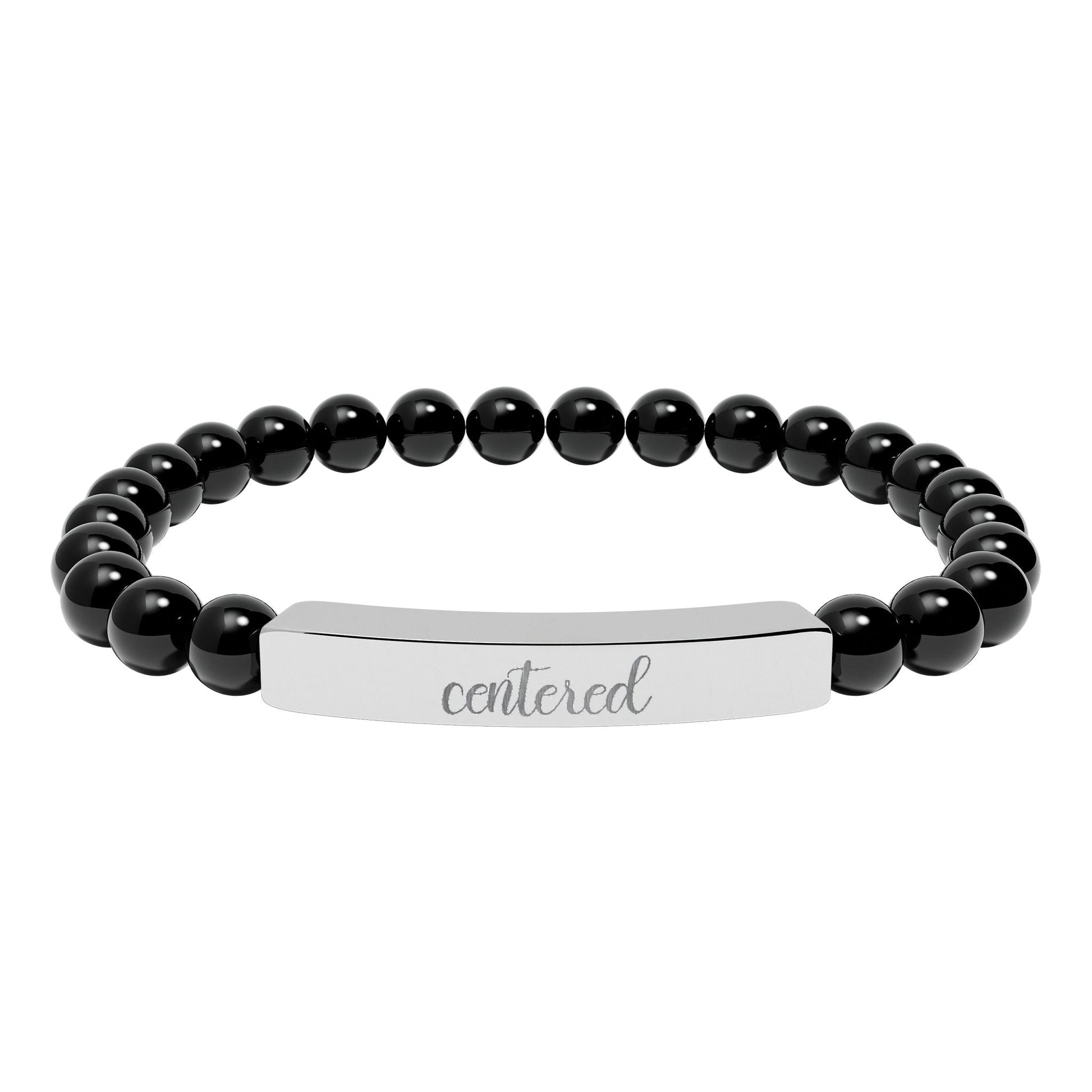 Centered Natural Stone Engraved Bar Bracelet Printify