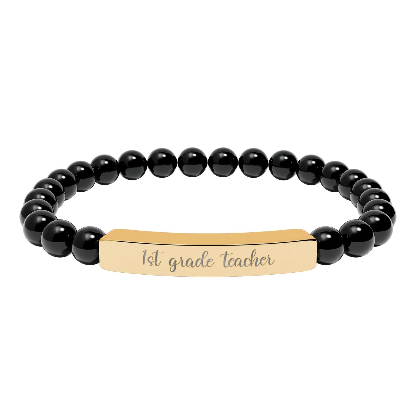 Custom Grade Level Teacher Natural Stone Bar Bracelet Printify