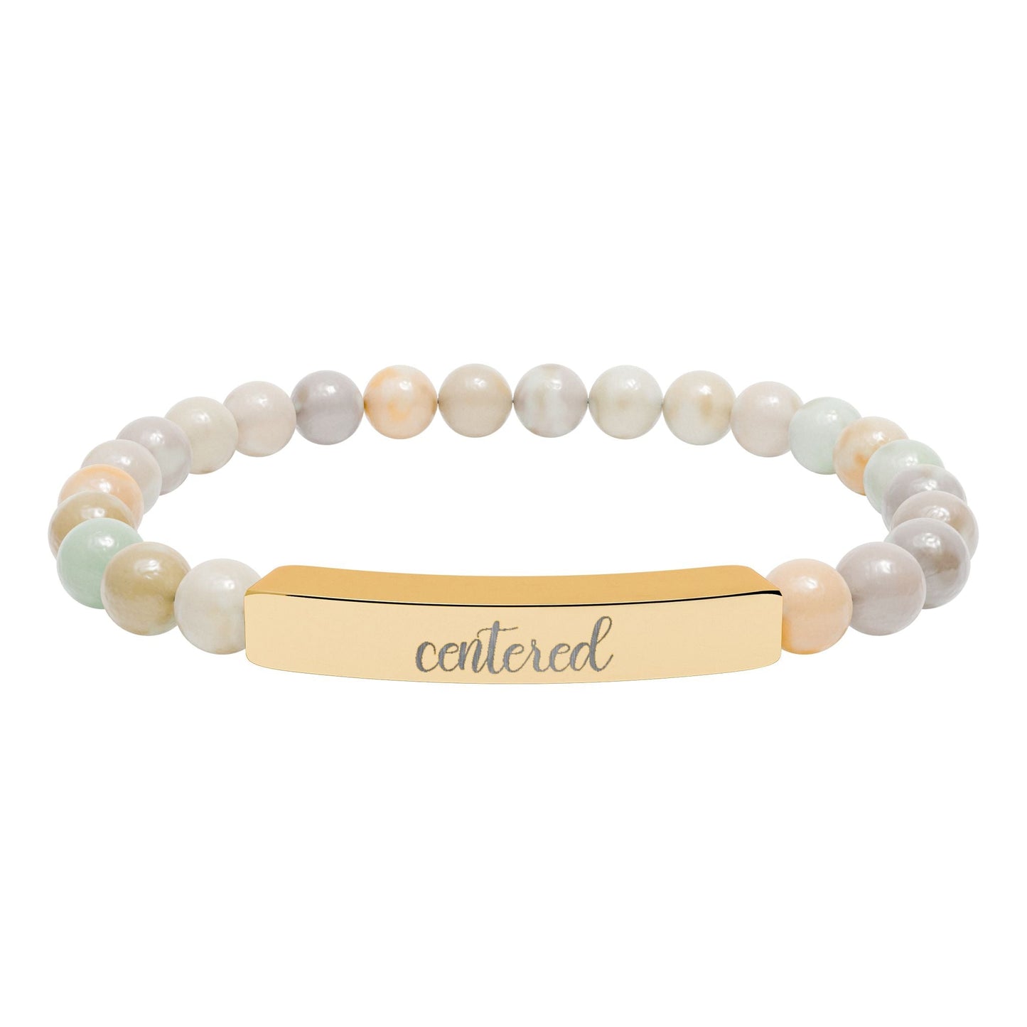 Centered Natural Stone Engraved Bar Bracelet Printify