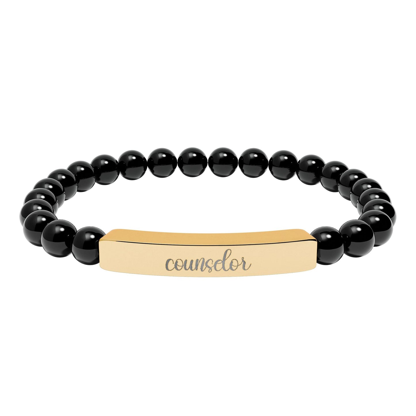 Counselor Natural Stone Engraved Bar Bracelet Printify