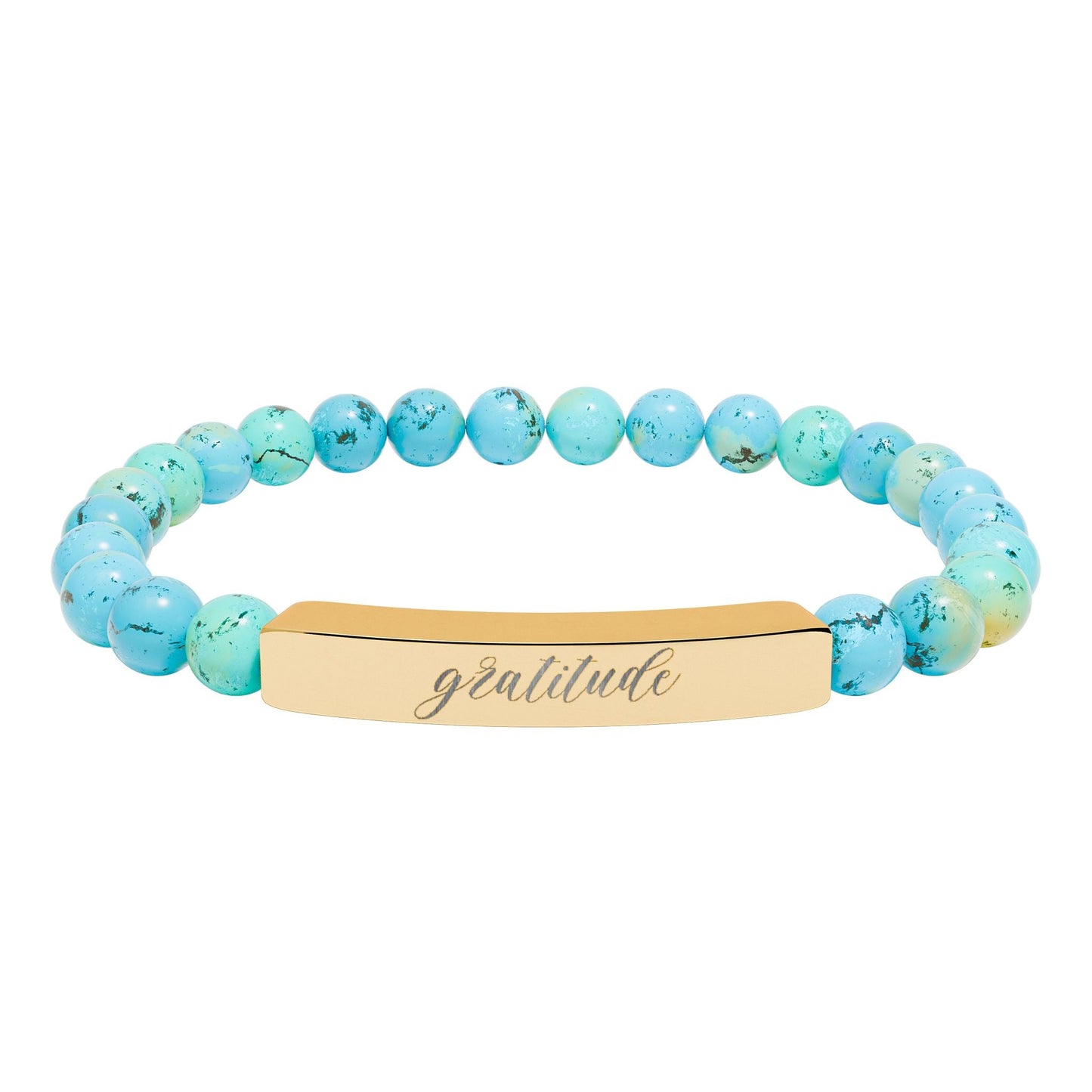 Gratitude Natural Stone Engraved Bar Bracelet Printify