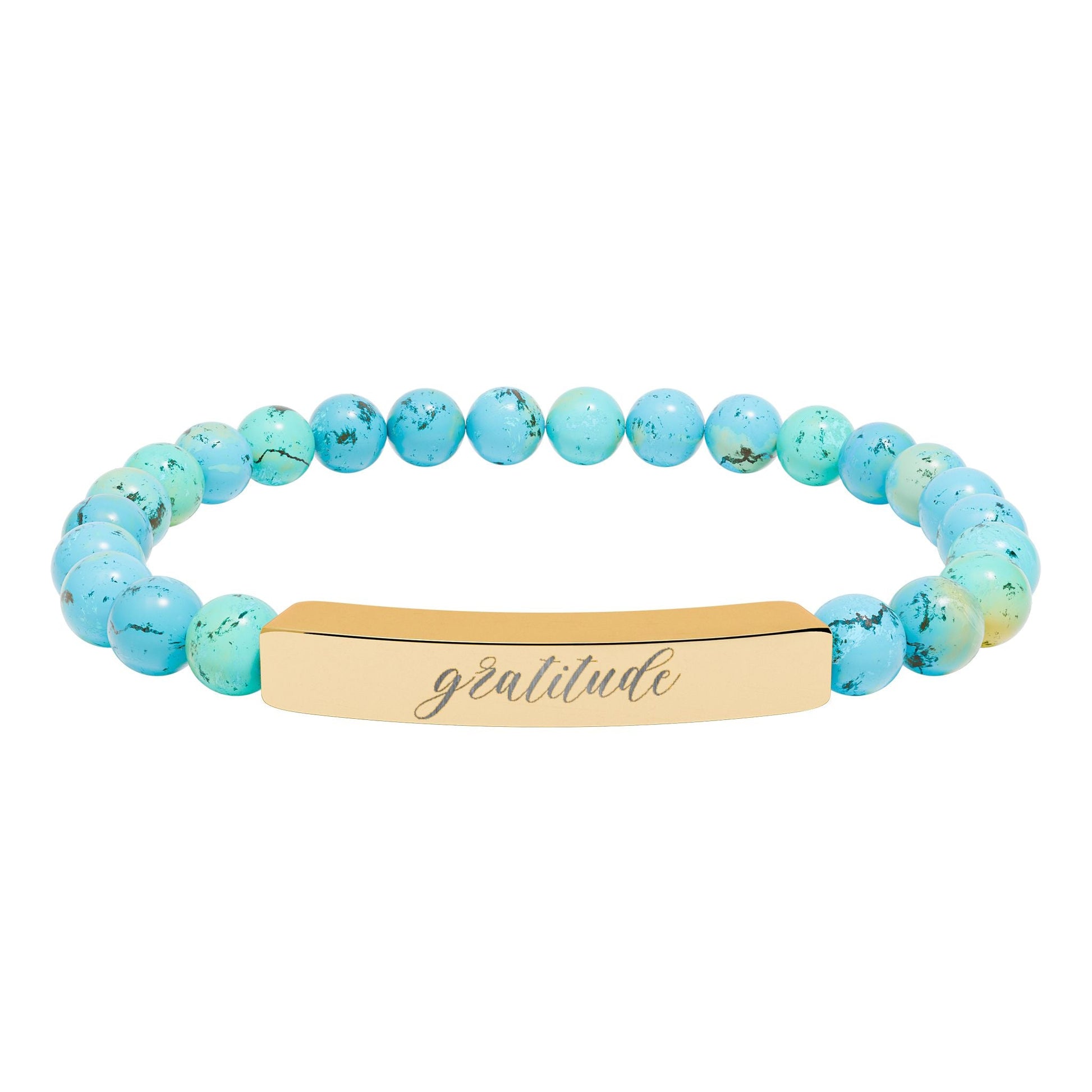 Gratitude Natural Stone Engraved Bar Bracelet Printify