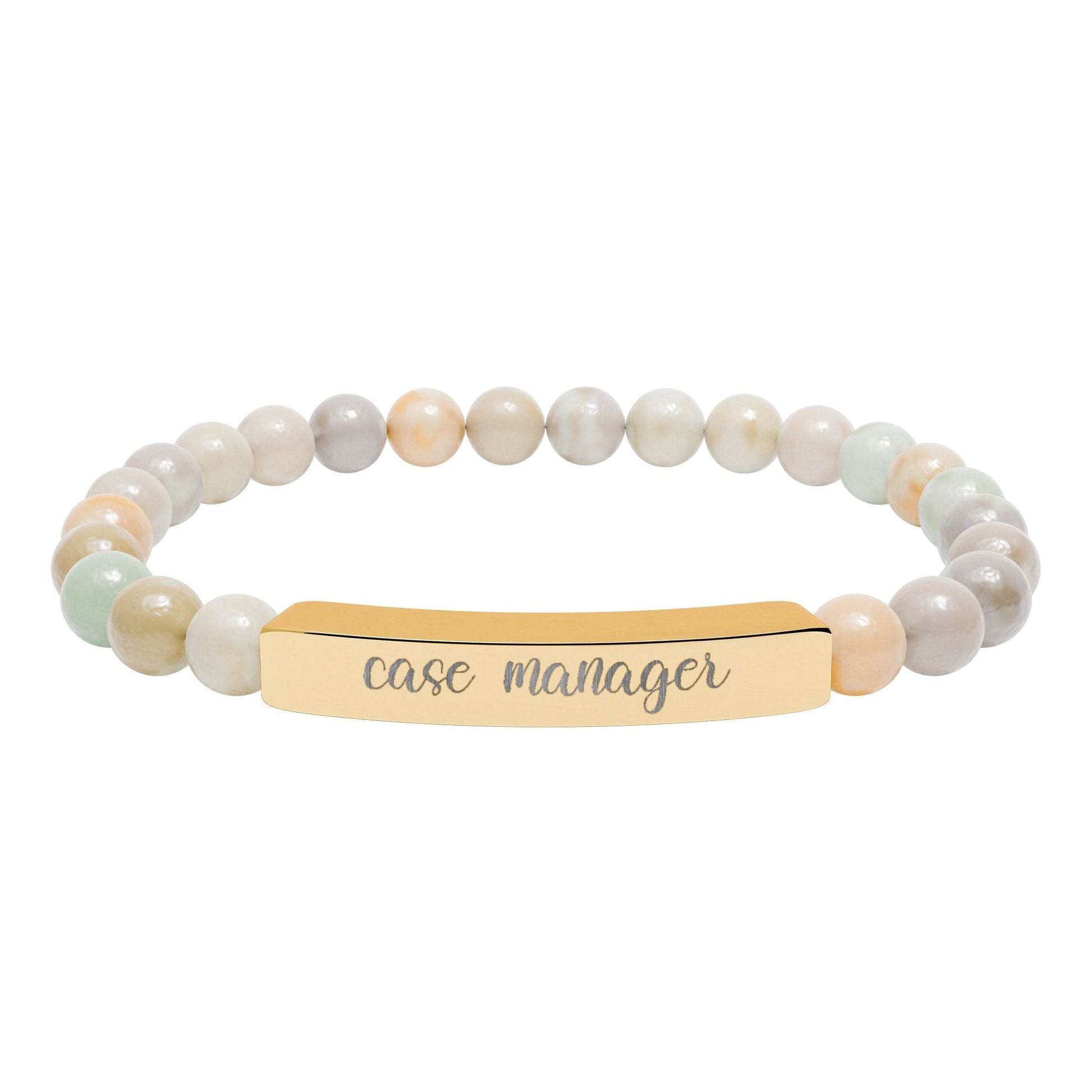 Case Manager Natural Stone Engraved Bar Bracelet Printify