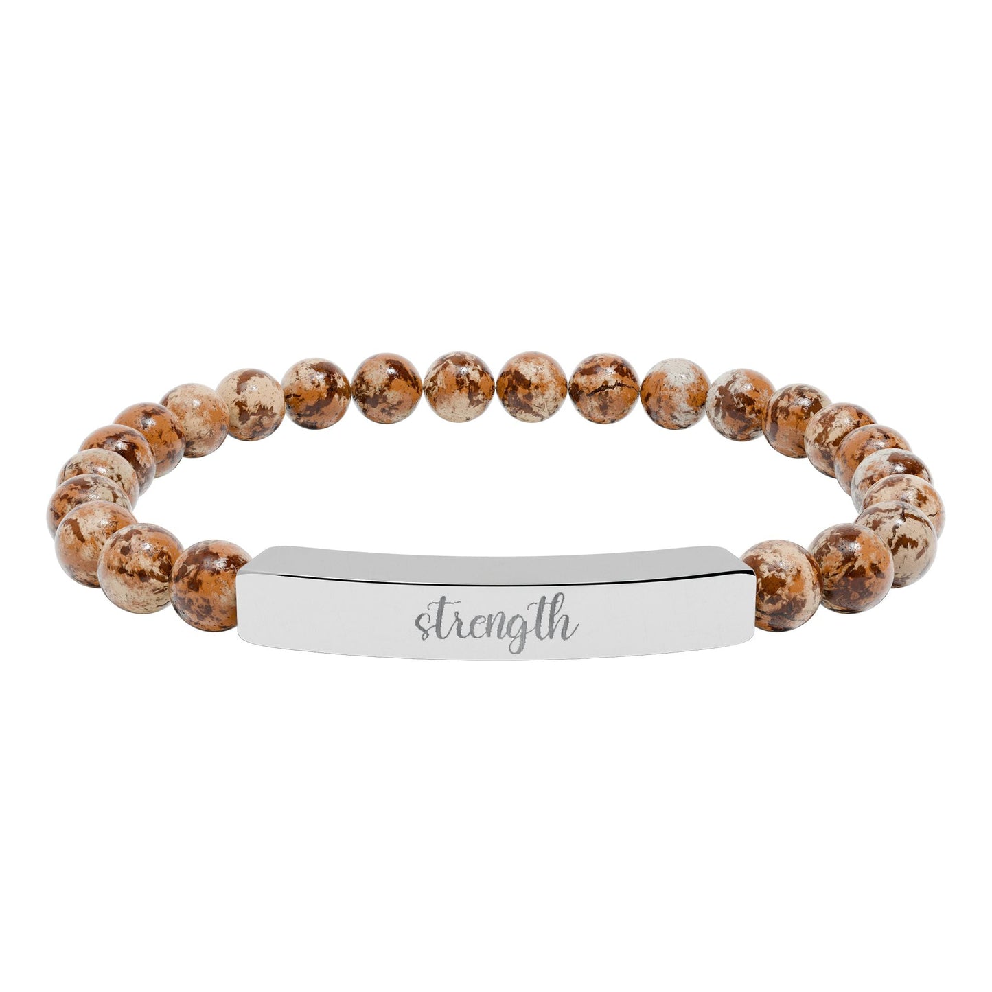 Strength Natural Stone Engraved Bar Bracelet Printify