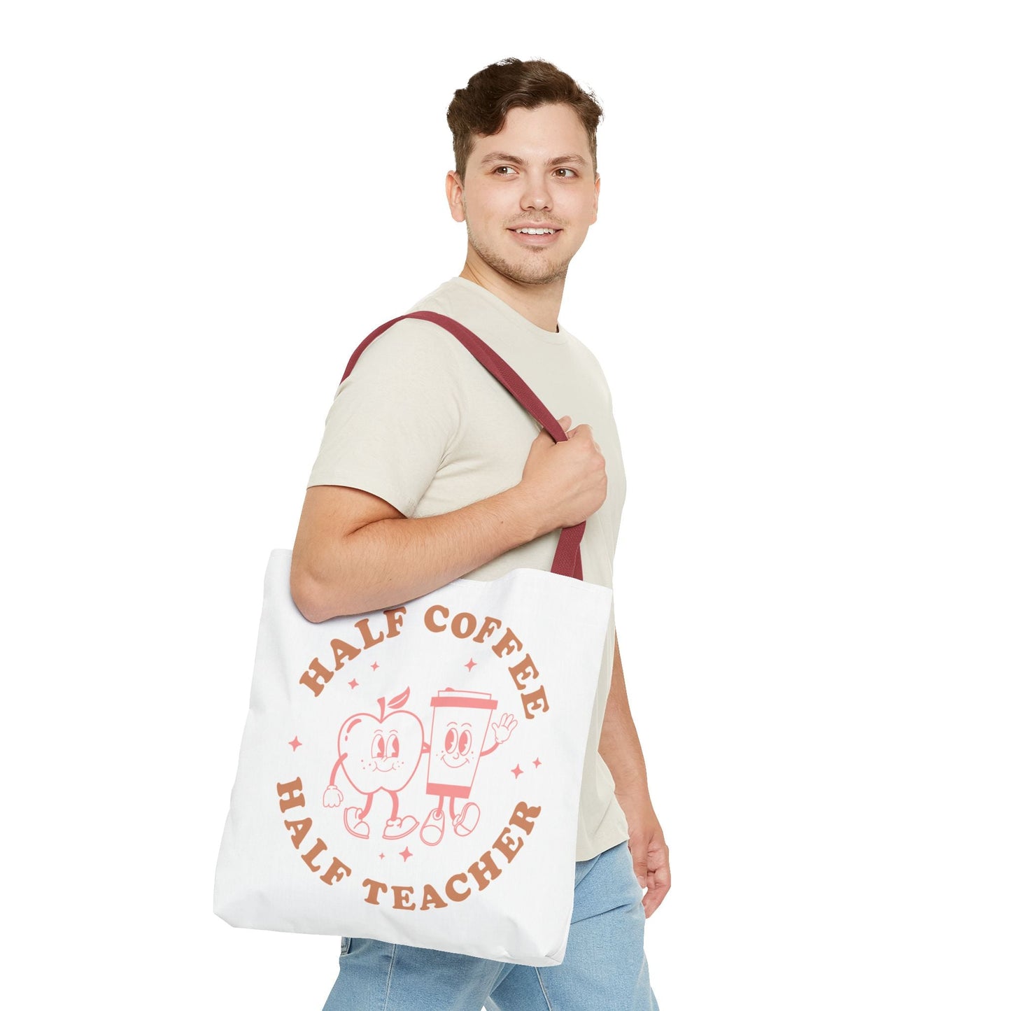 Half Coffee Half Teacher Tote Printify