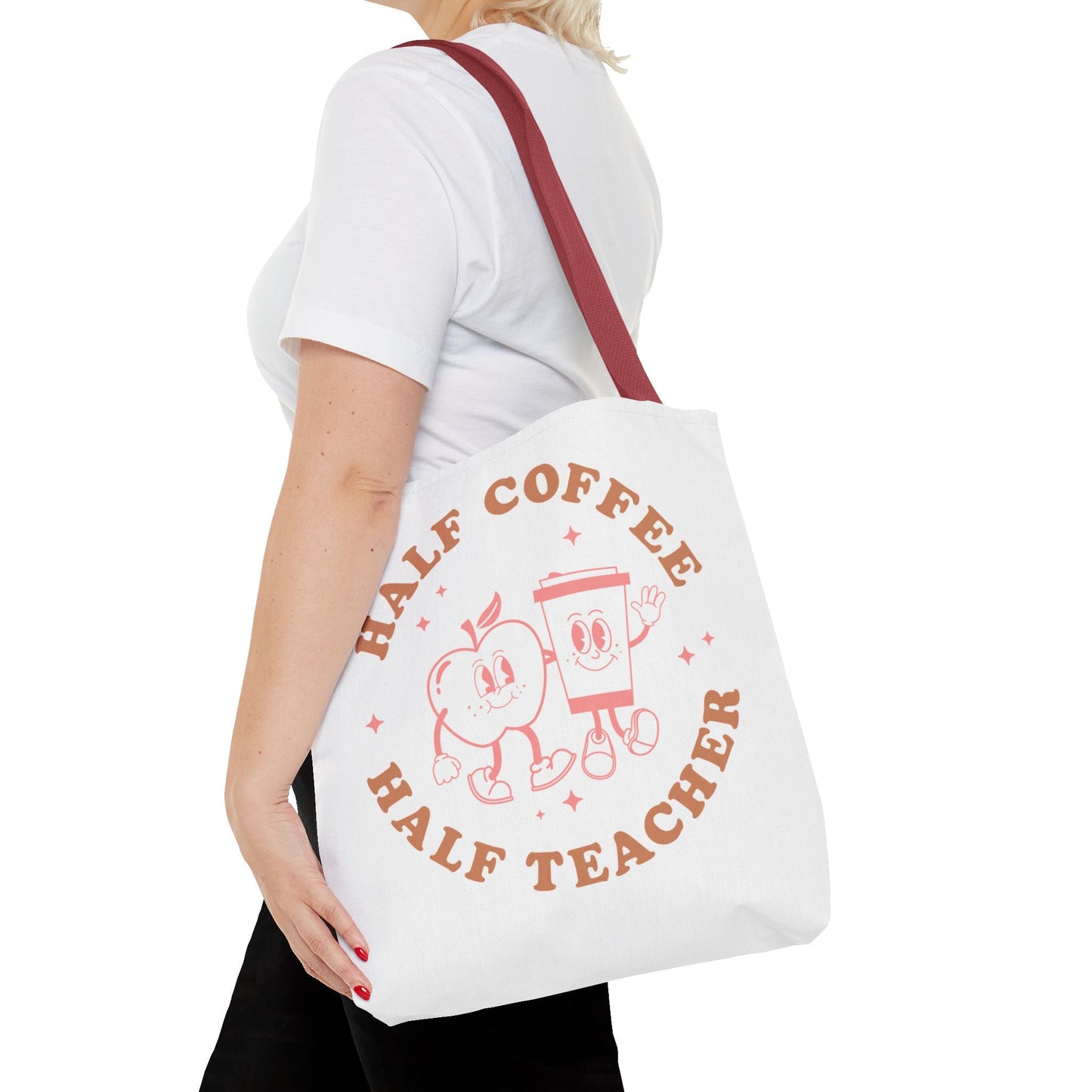 Half Coffee Half Teacher Tote Printify