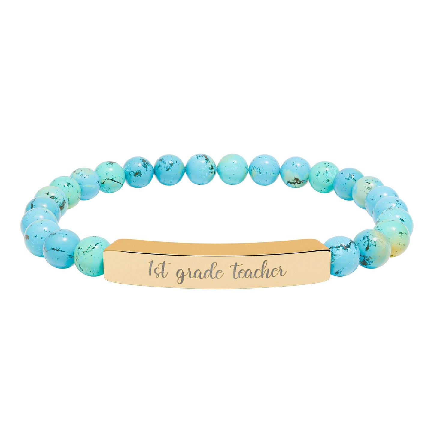 Custom Grade Level Teacher Natural Stone Bar Bracelet Printify