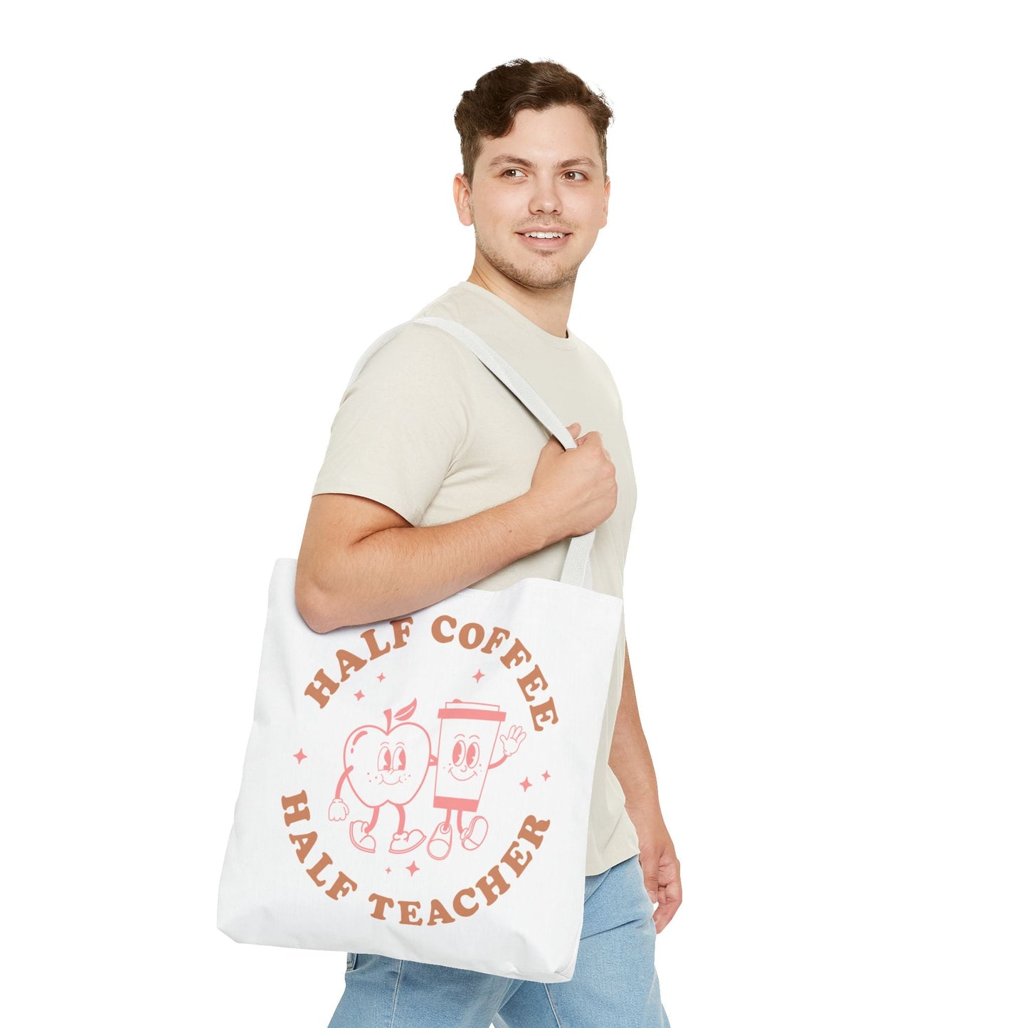 Half Coffee Half Teacher Tote Printify